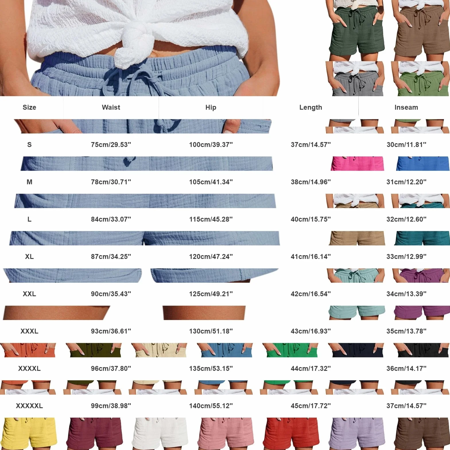 Pantaloncini Donna Estivi Lino Cotone Pantaloni Corti Casual Larghi Shorts con Coulisse Pantaloncino Leggero Vita Alta donna Leggeri Comodi Pantaloncini con Tasche Pantaloni per Vacanze Mare Sport