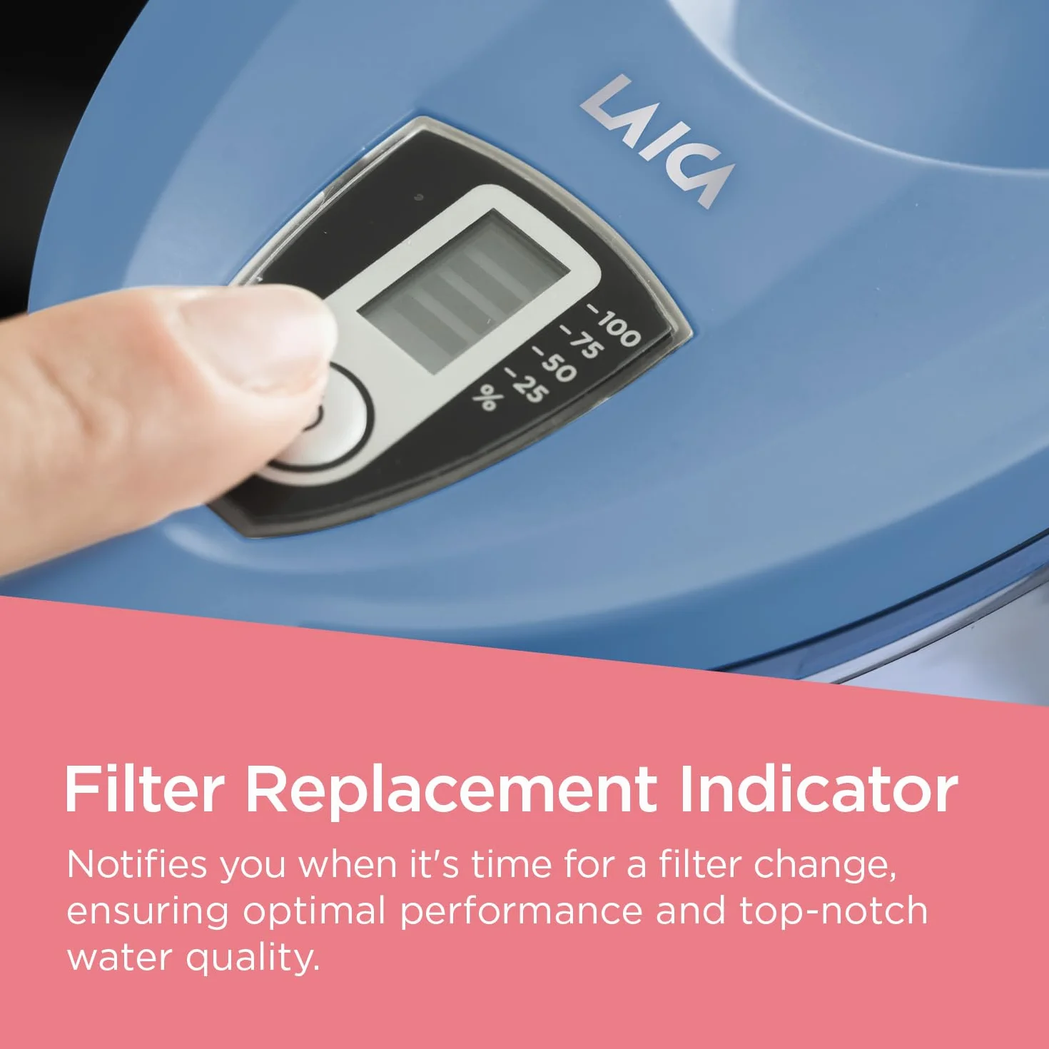 LAICA Stream Line Caraffa Filtrante 2,3L Blu Timer Digitale 6 Filtri bi-flux Inclusi Made in Italy