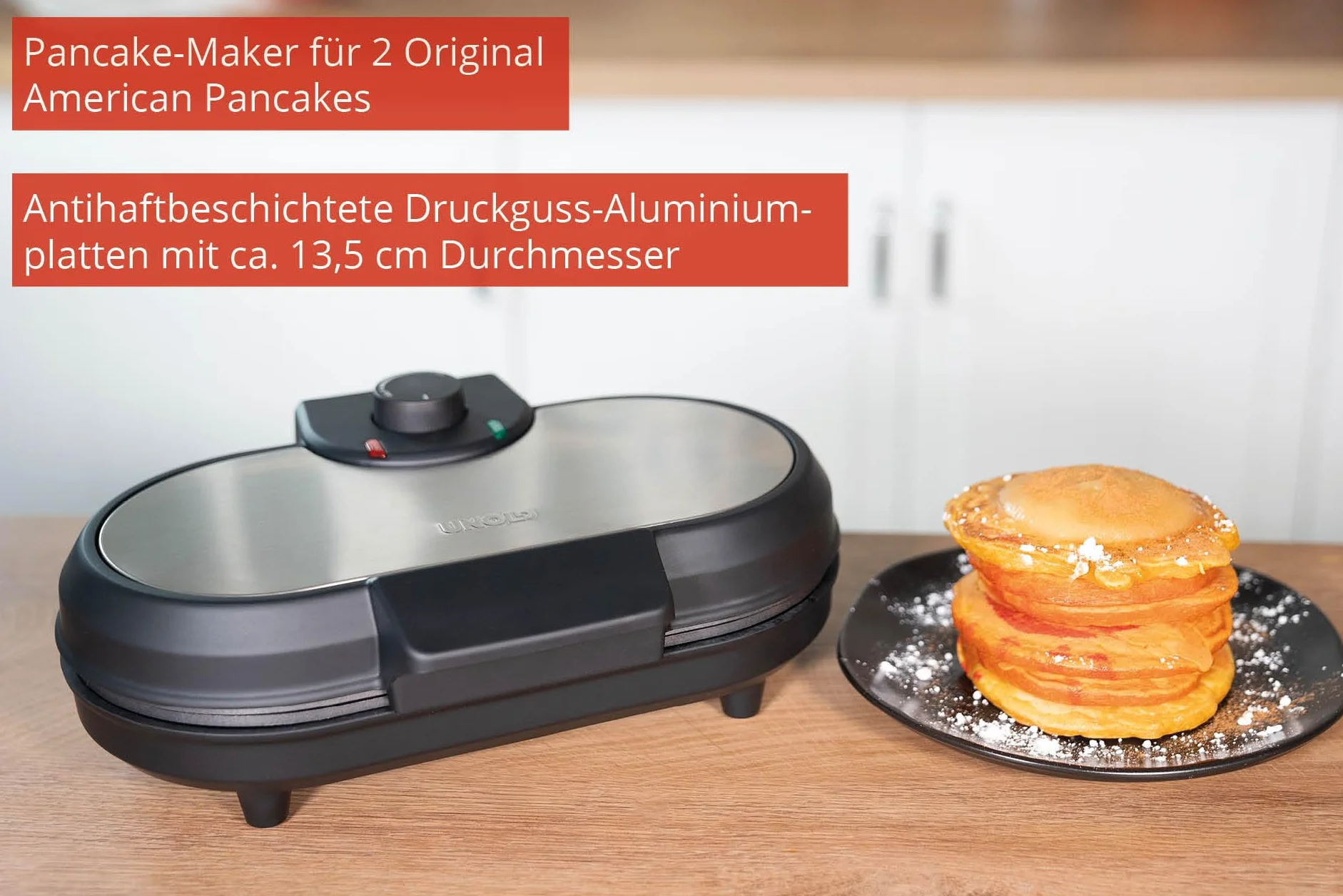 Unold Maker doppio per pancake americano 1000 Watt acciaio inox nero antiaderente