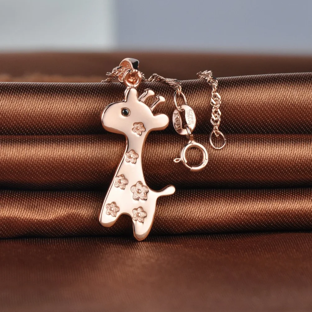 Infinite U Collana donna ciondolo giraffa argento Sterling 925 placcato rodio zirconia cubica