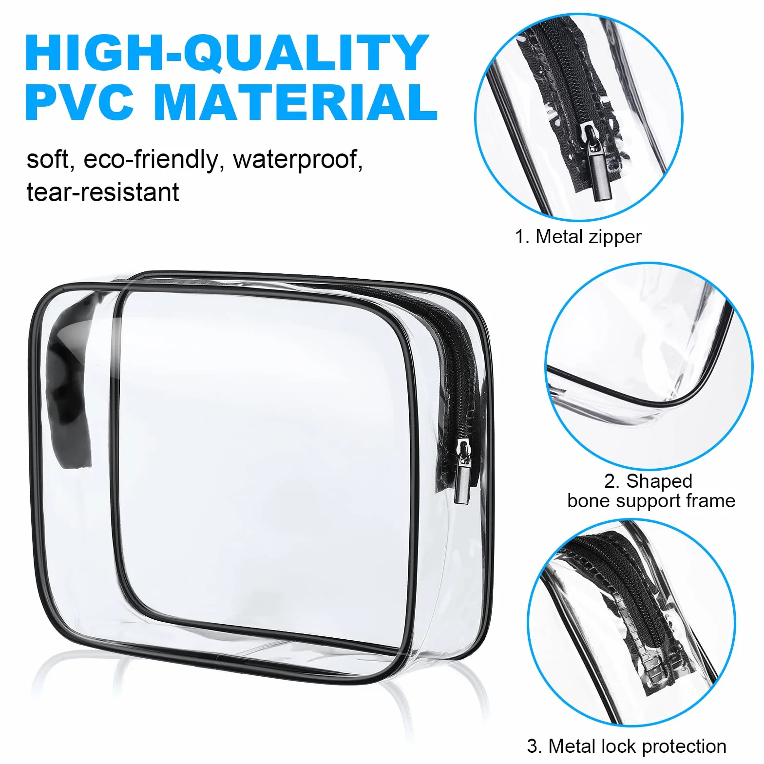 Aucuu Beauty Case Trasparente 4 Pezzi Borse Impermeabili Borsa da Viaggio per Cosmetici