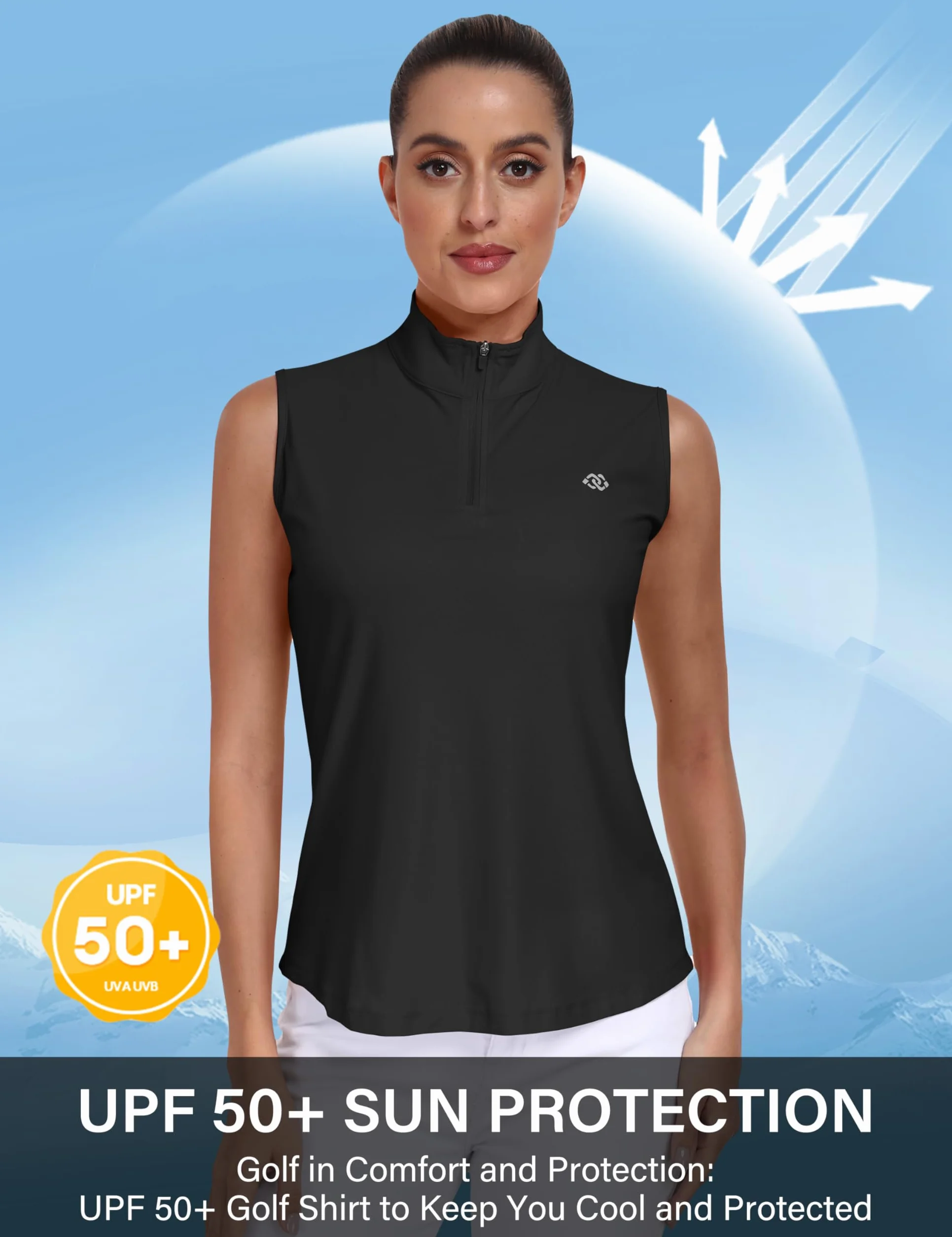MoFiz Donna Polo T Shirt Senza Maniche Golf Camicia Magliette Estiva Traspirante Top con Cerniera