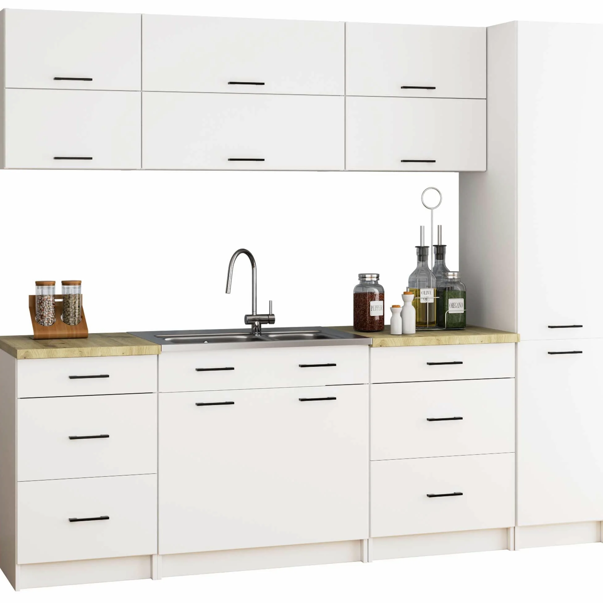 BDW - Colonna da Cucina - Armadio Largo 40 cm, Alto 205 cm, Profondo 57 cm - Spazioso per Provviste - Bianco