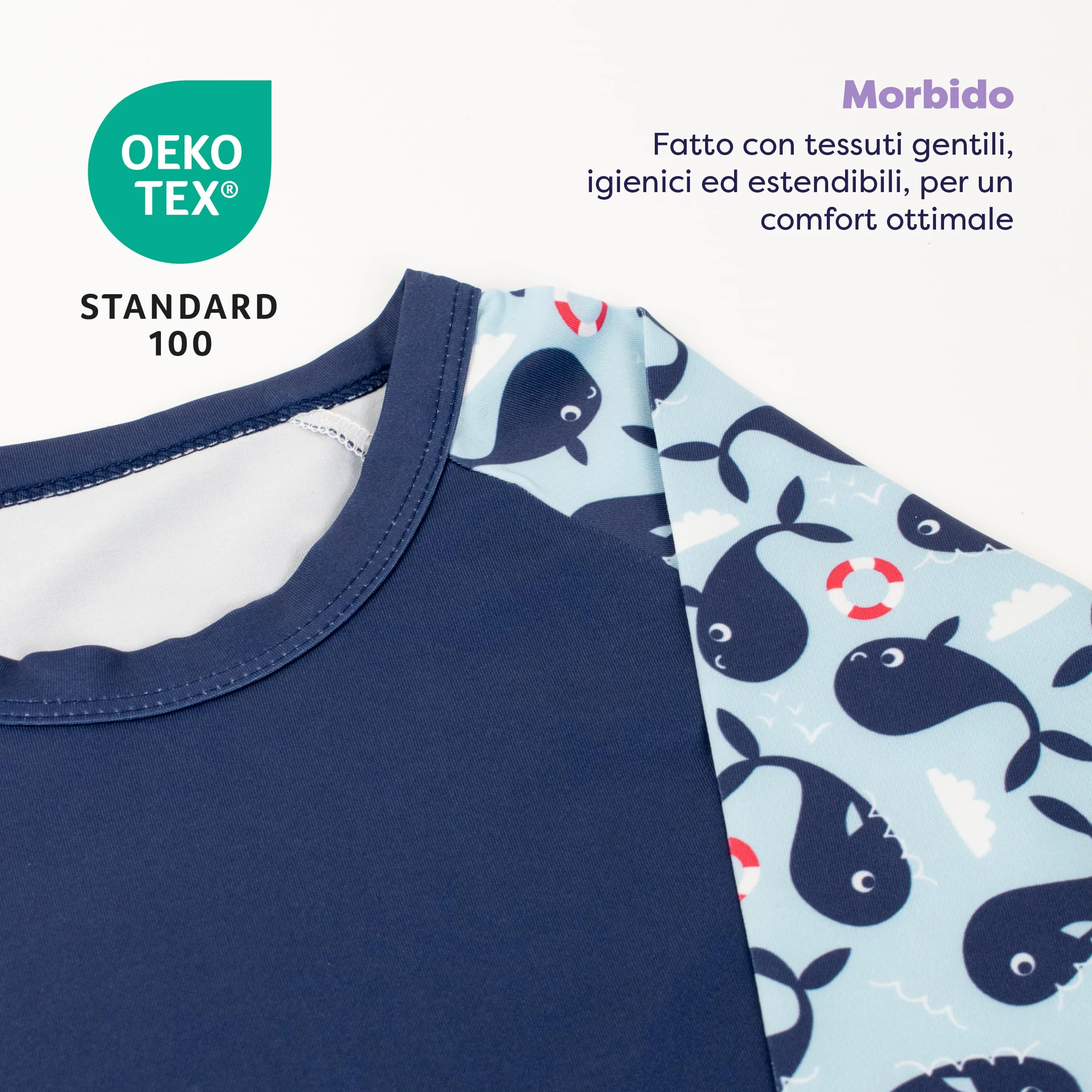 Bambino Mio Top Nuoto Maniche Lunghe Protezione UPF40+ 1-2 lat Balena Blu