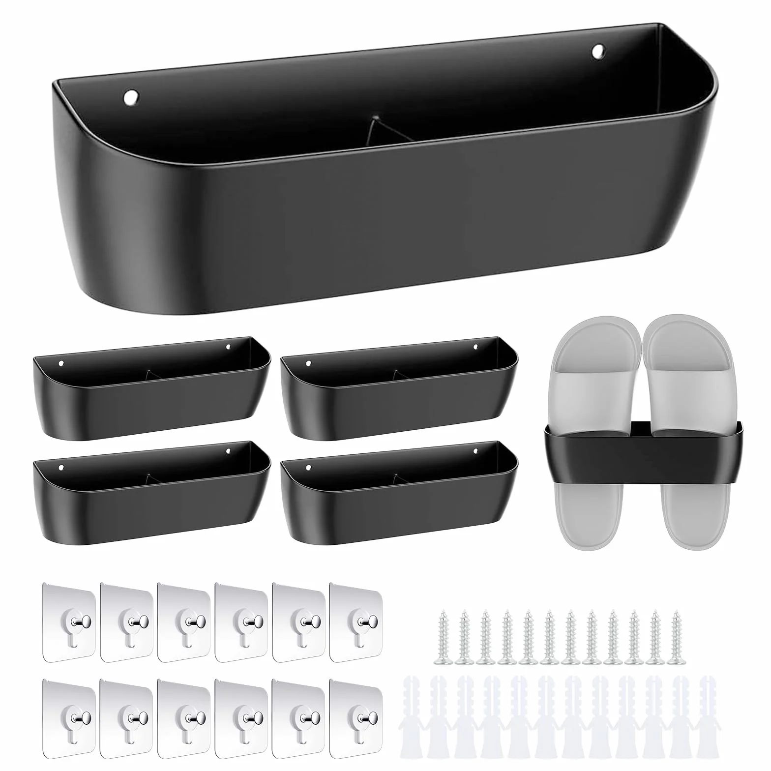 Portascarpe da Parete Salvaspazio 6 Pezzi Autoadesivo Foratura Plastica per Camper Campeggio Bagno Soggiorno