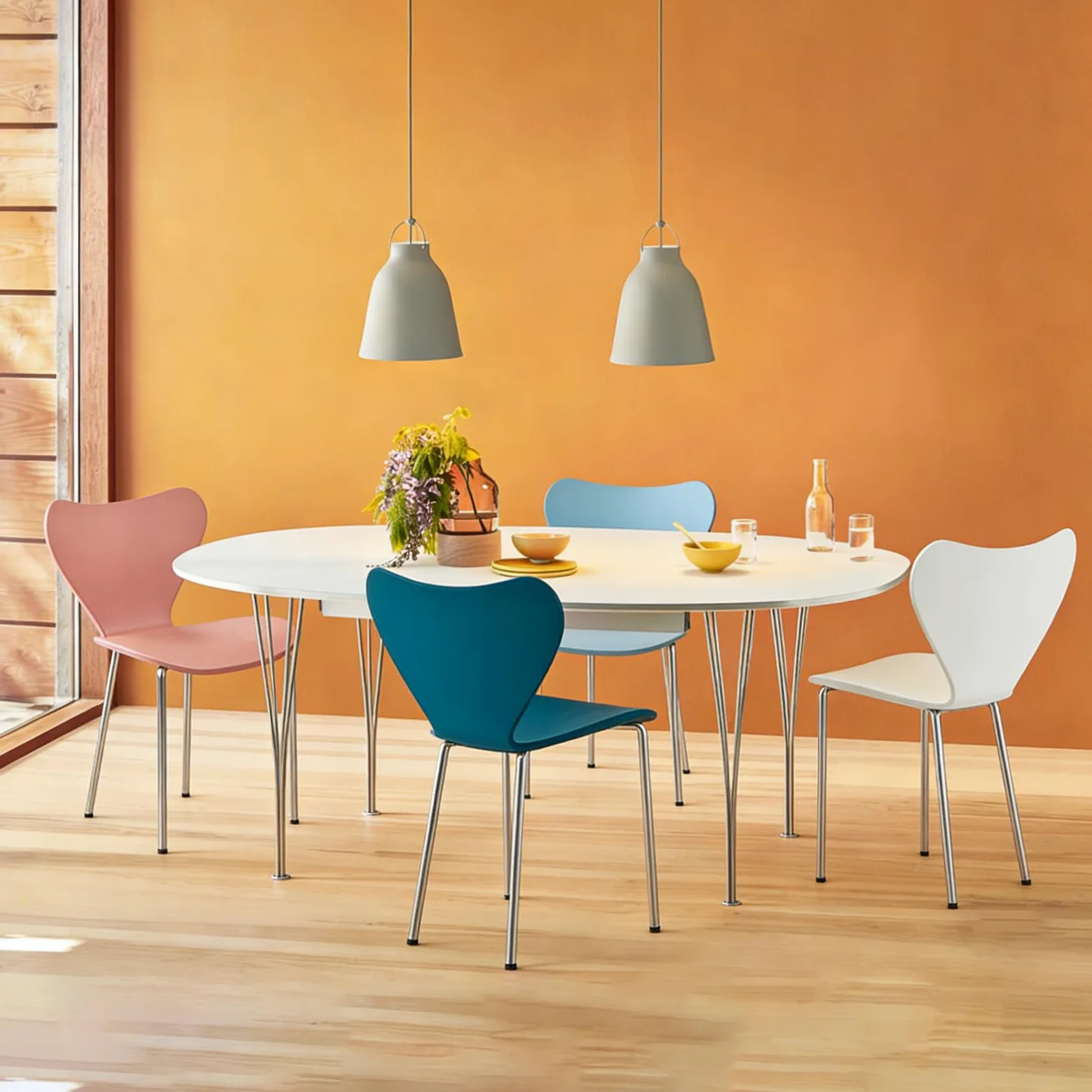Set di 4 Sedie da Pranzo impilabili Sedia Polipropilene Sedie in Plastica Sedie da cucina adatte per Sala da Pranzo, Cucina, Soggiorno, Giardino, Bianco Blu Verde Rosa