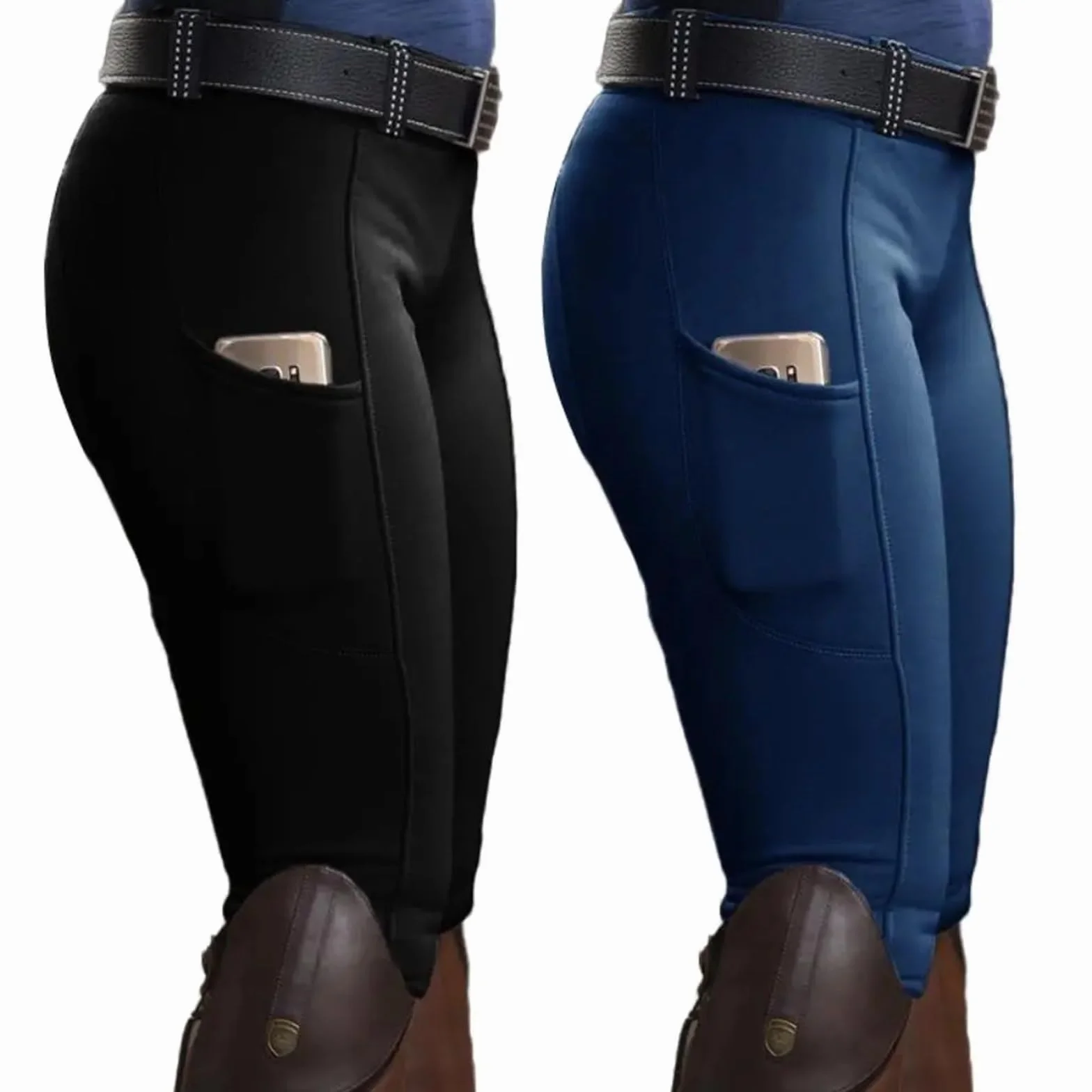 Pantaloni da Equitazione con Tasche e Sollevamento Fianchi Uomo Donna Sport