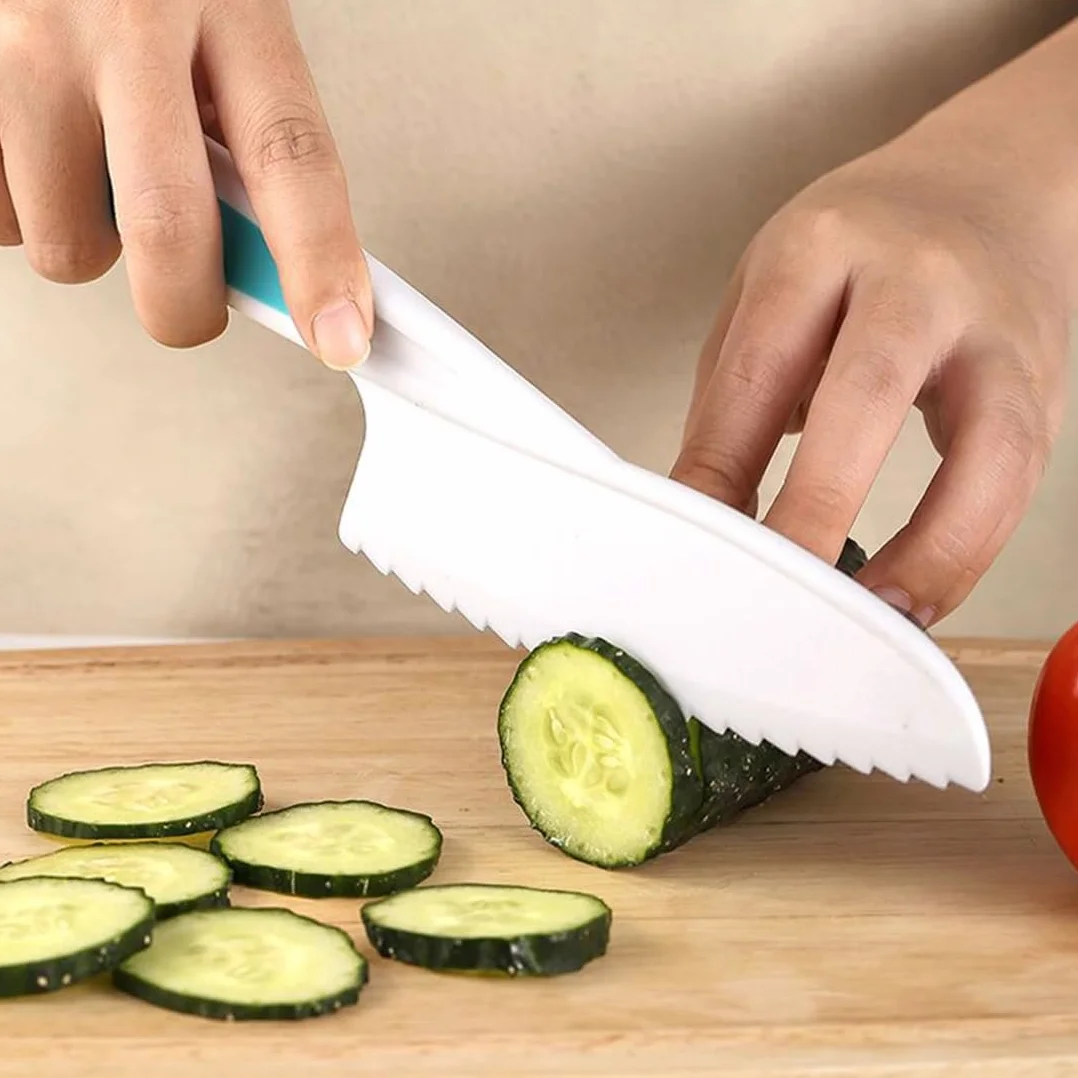 3 coltelli da cucina per bambini, di sicurezza, per tagliare frutta o verdura, regalo perfetto per la notte del vino, compleanno, per bambini dai 3 anni in su