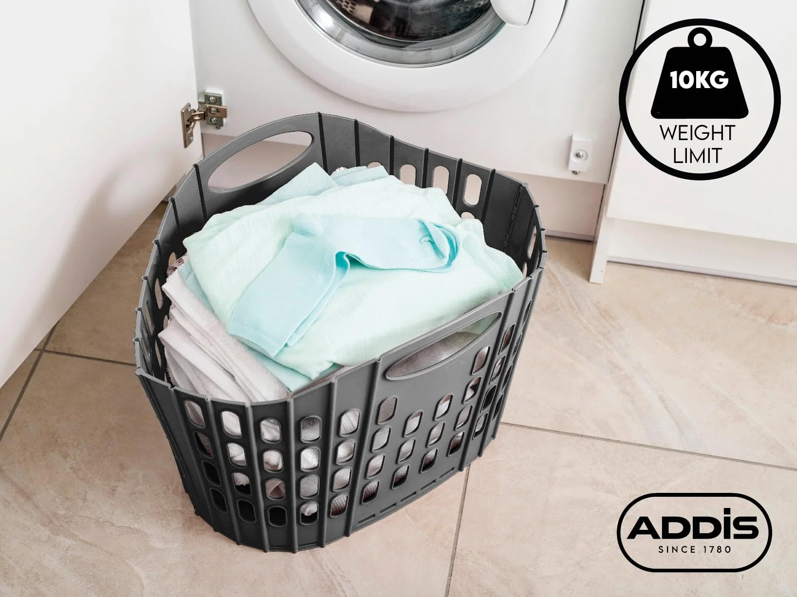 Addis Cesto portabiancheria pieghevole Easy Store per vestiti, rosa, 38 litri