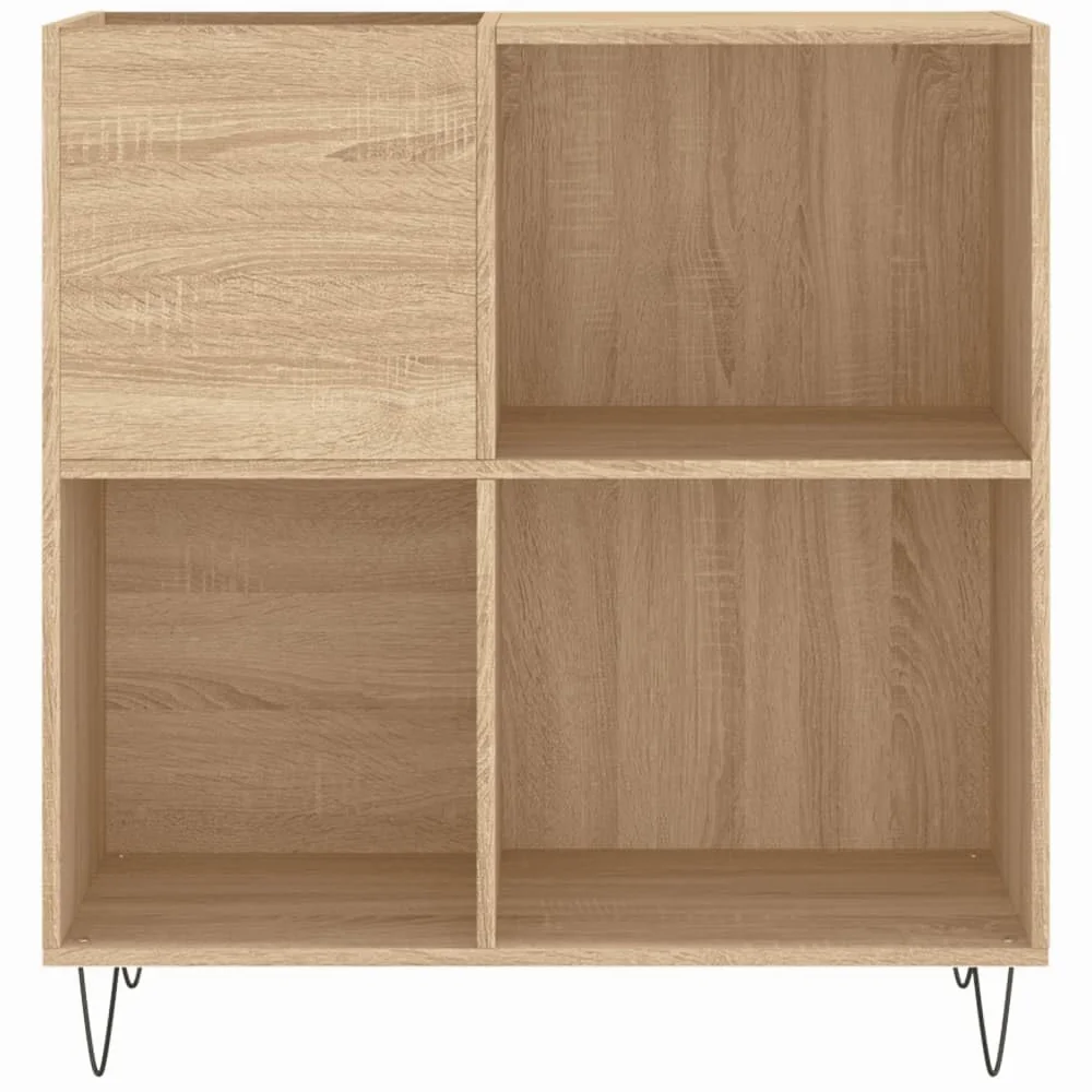 ARKEM Mobile Porta Dischi Rovere Sonoma 84,5x38x89, Supporto per Giradischi in Legno Multistrato con Spazio di Archiviazione