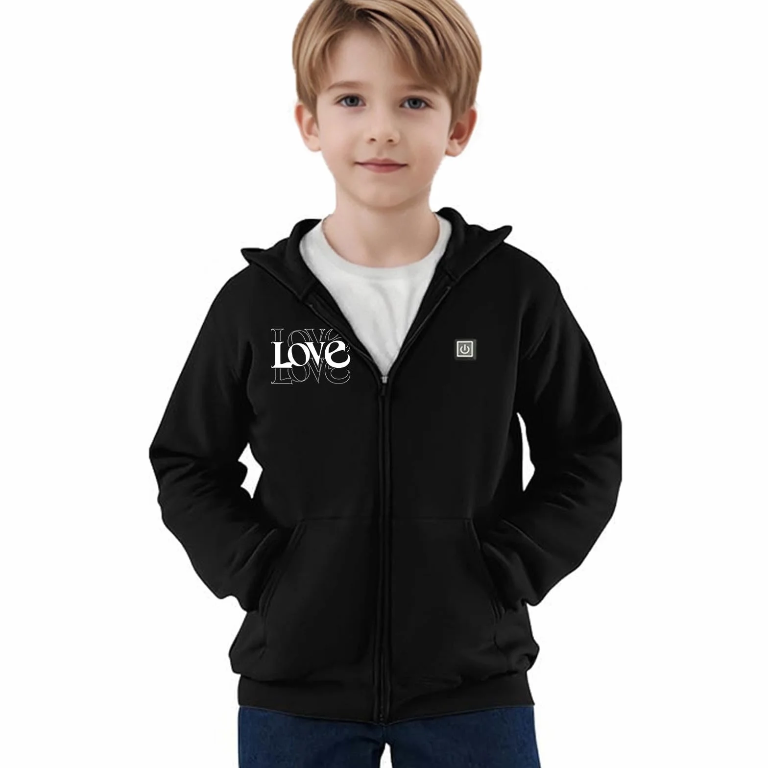 Felpe Riscaldato per Bambini Felpa Riscaldata Elettrico USB Giacca con 3 Livelli di Temperatura Pullover Riscaldante Calda Hoodie Isolante Invernale Sweatshirt Casual Abbigliamento