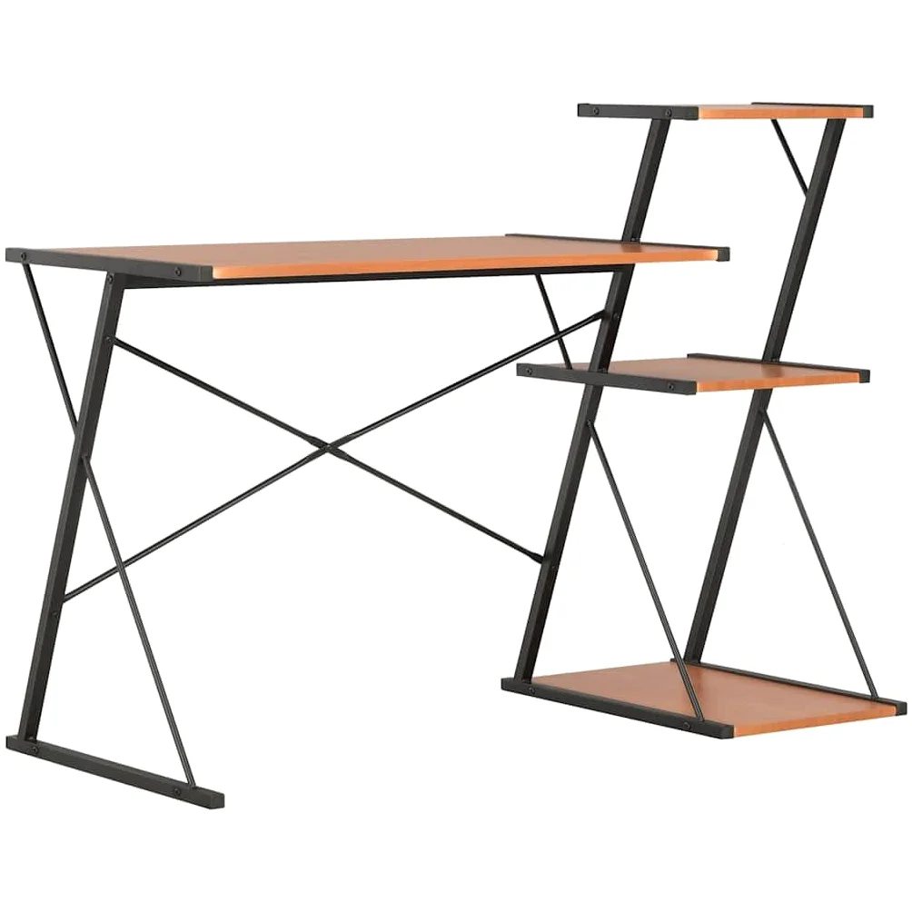 Scrivania con scaffale, 116 x 50 x 93 cm, per computer portatile, monitor e documenti, struttura in acciaio verniciato a polvere, spazio per raccoglitori
