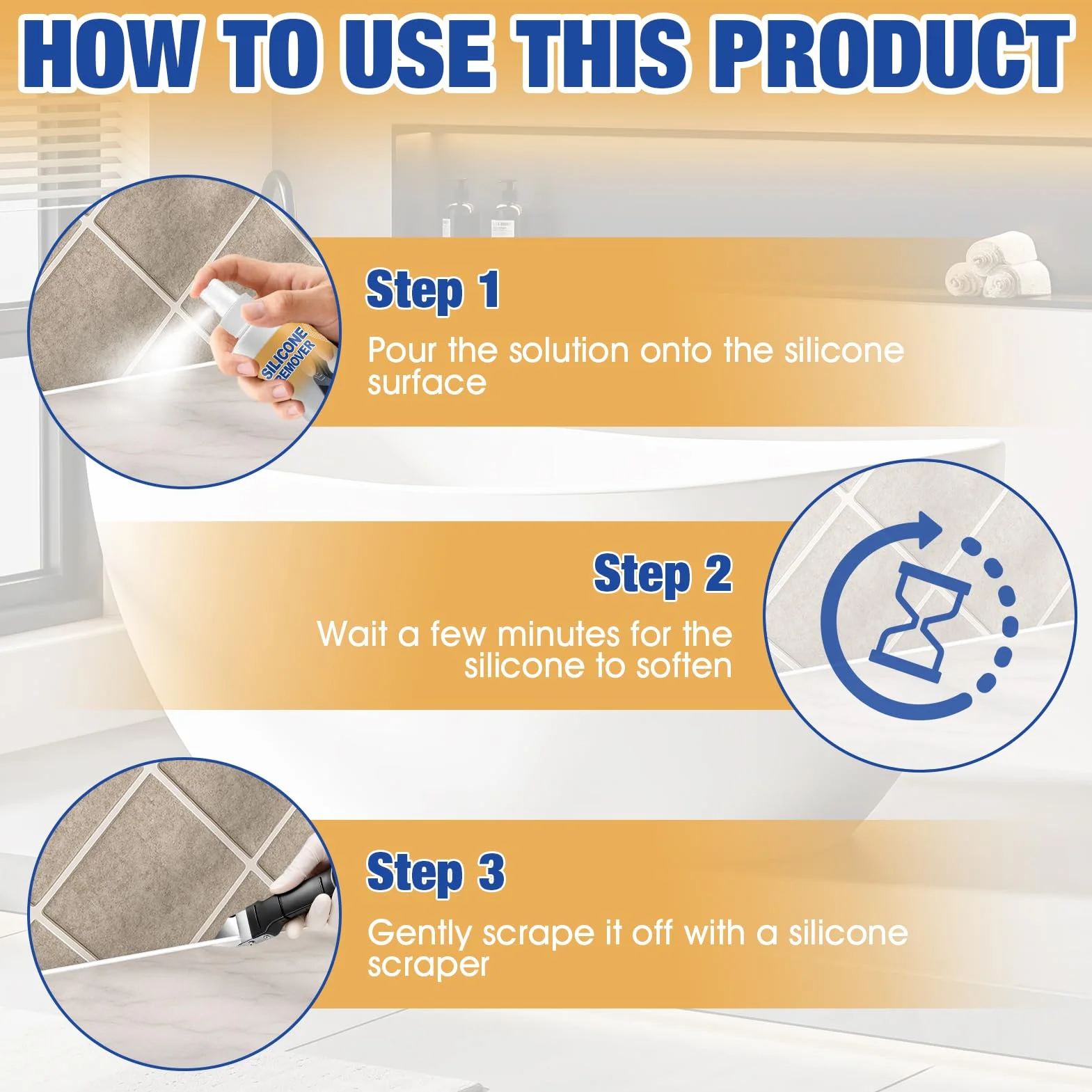 Rimuovi Silicone, Sciogli Silicone, Rimuovi Colla, Forte Dissolvente, Adatto per Cucine, Bagni, Servizi Igienici e Docce, 200ml