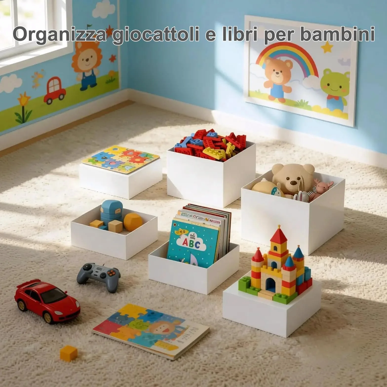 FUSHITON 6 Pezzi Alzata per Dessert in Plastica Bianca, Supporti di Presentazione per Buffet - Cubi Espositivi a 5 Facce Impilabili per Pasticceria, Decorazione, Negozio (6 Dimensioni Diverse)