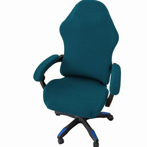 Coprisedia elasticizzato da gaming, rimovibile, per sedie da ufficio e computer, stile corsa, blu navy, con braccioli e fondo elastico, misura universale