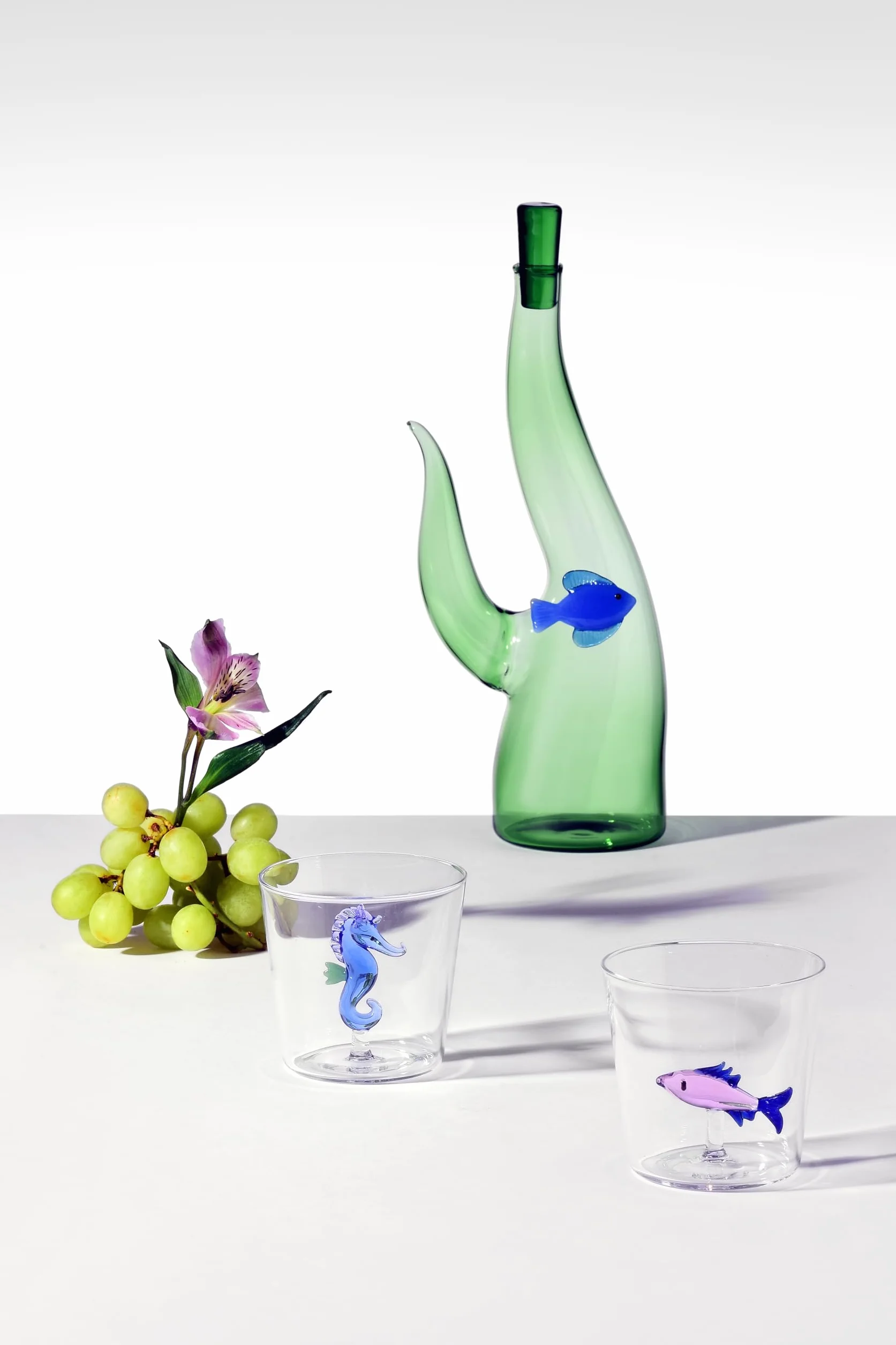Ichendorf Milano Tumbler Cavalluccio Marino Blu 30 cl Vetro Borosilicato Fatto a Mano