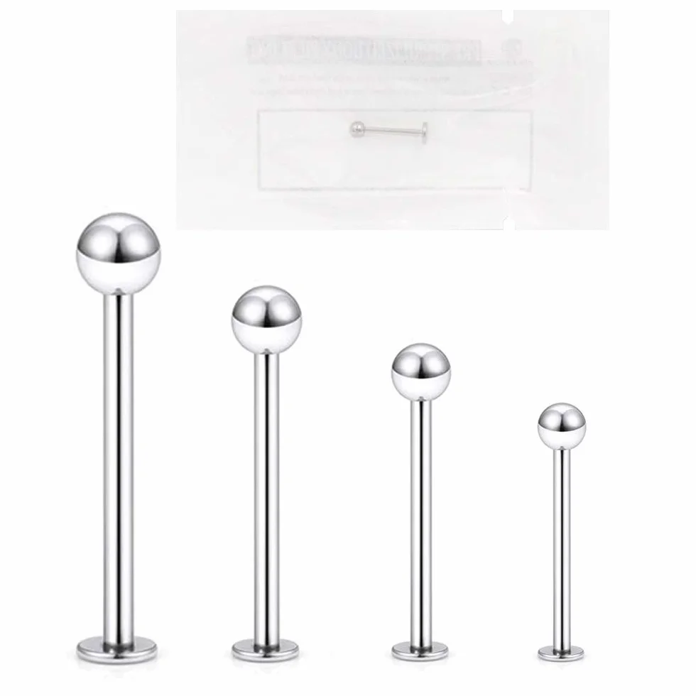 WARRIOR Piercing Labret Sterile in Silicone Acciaio Chirurgico 316L 16G (1,2mm) 3mm Orecchio Helix Cartilagine