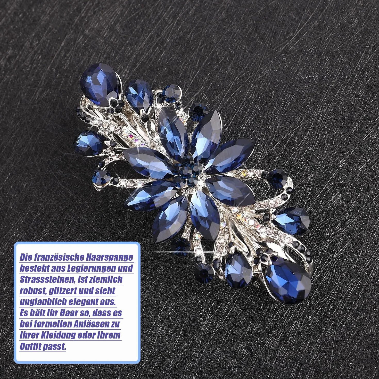 Fermagli per capelli a forma di fiore vintage con strass blu
