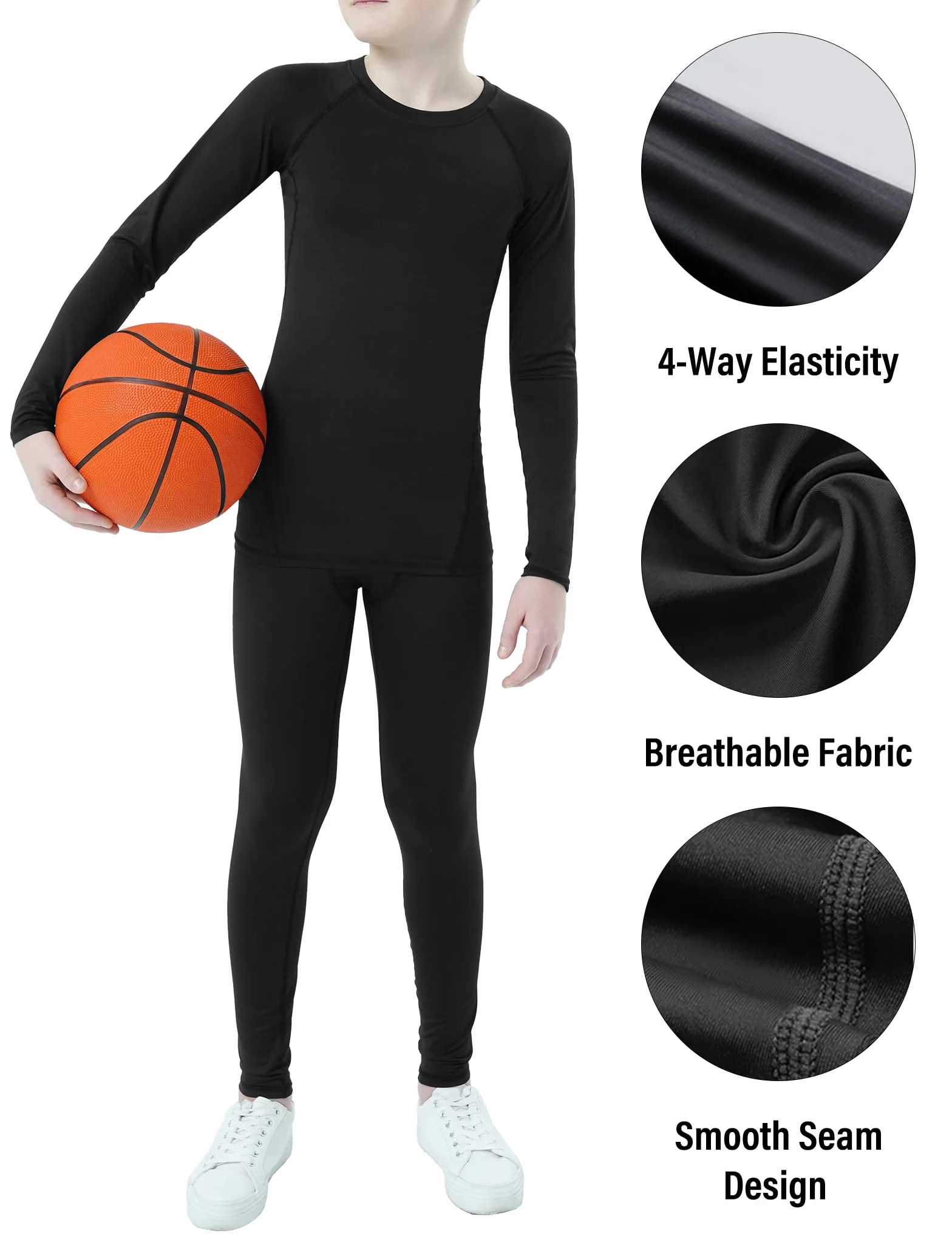 HovSiyla Set intimo a compressione per ragazzi e ragazzi, leggings sportivi e camicie per bambini