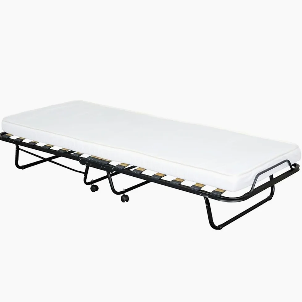 SEDIAOFFICE - Brandina Pieghevole con Materasso e Apertura Automatica Made in Italy, Letto Singolo a Scomparsa (80x200) Letto Pieghevole Singolo con Materasso Alto 10cm (Bianca, 15 Doghe)
