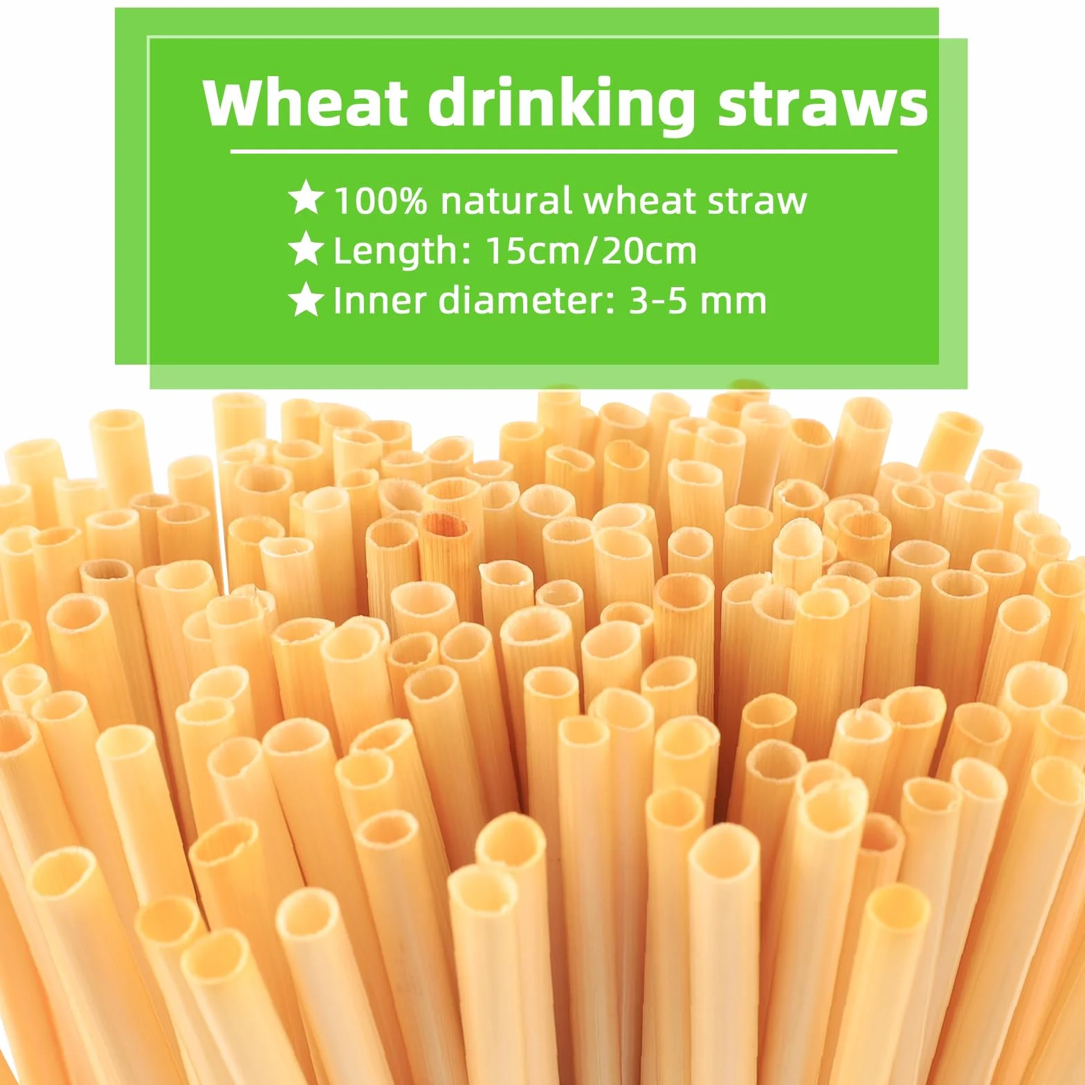 300 cannucce di grano, cannucce di frumento, paglia naturale, cannucce biodegradabili al 100%, 100% naturale, senza BPA - 20 cm