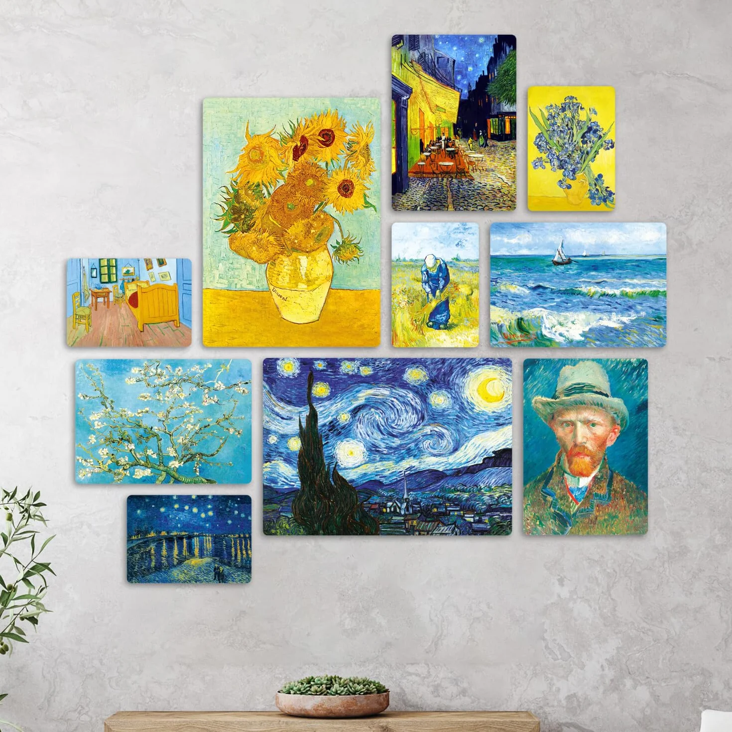 Giallobus Set 10 Quadri Multi Pannello Vincent Van Gogh Legno MDF 42x29,7cm 29,7x21cm 21x14,85cm Pronti da Appendere