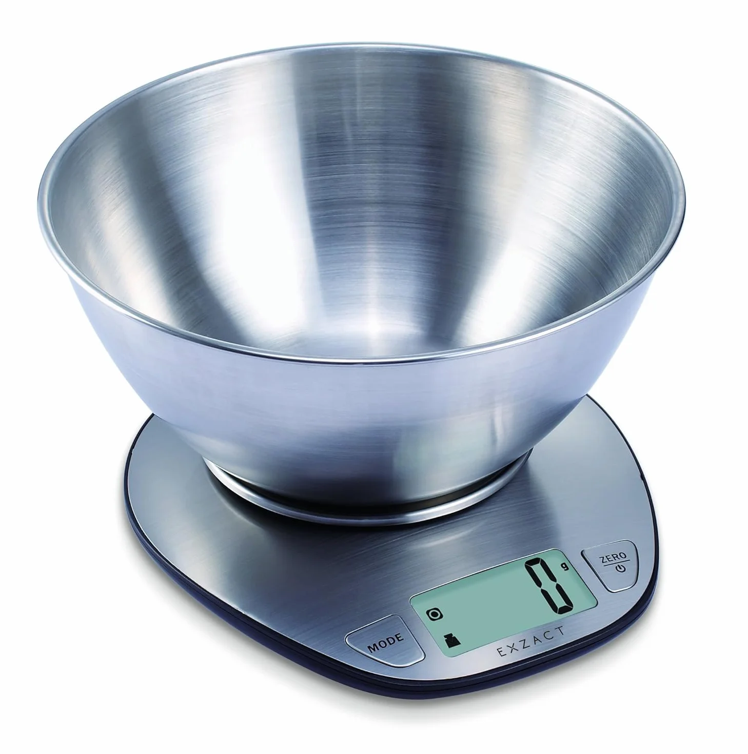 Exzact Bilancia da cucina digitale in acciaio inossidabile - Bilancia con Ciotola Rimovibile - Funzione Tara - Max Capacità 5 kgs - Bilancia da Cucina Elettronica