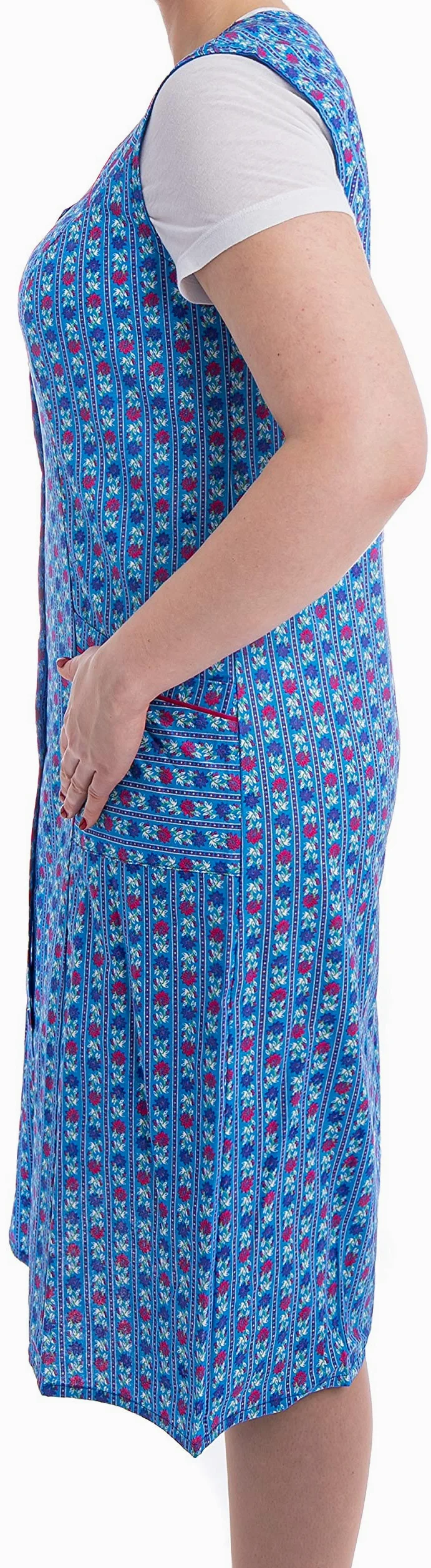 Grembiule Bottoni Donna Lungo 100% Cotone Senza Maniche