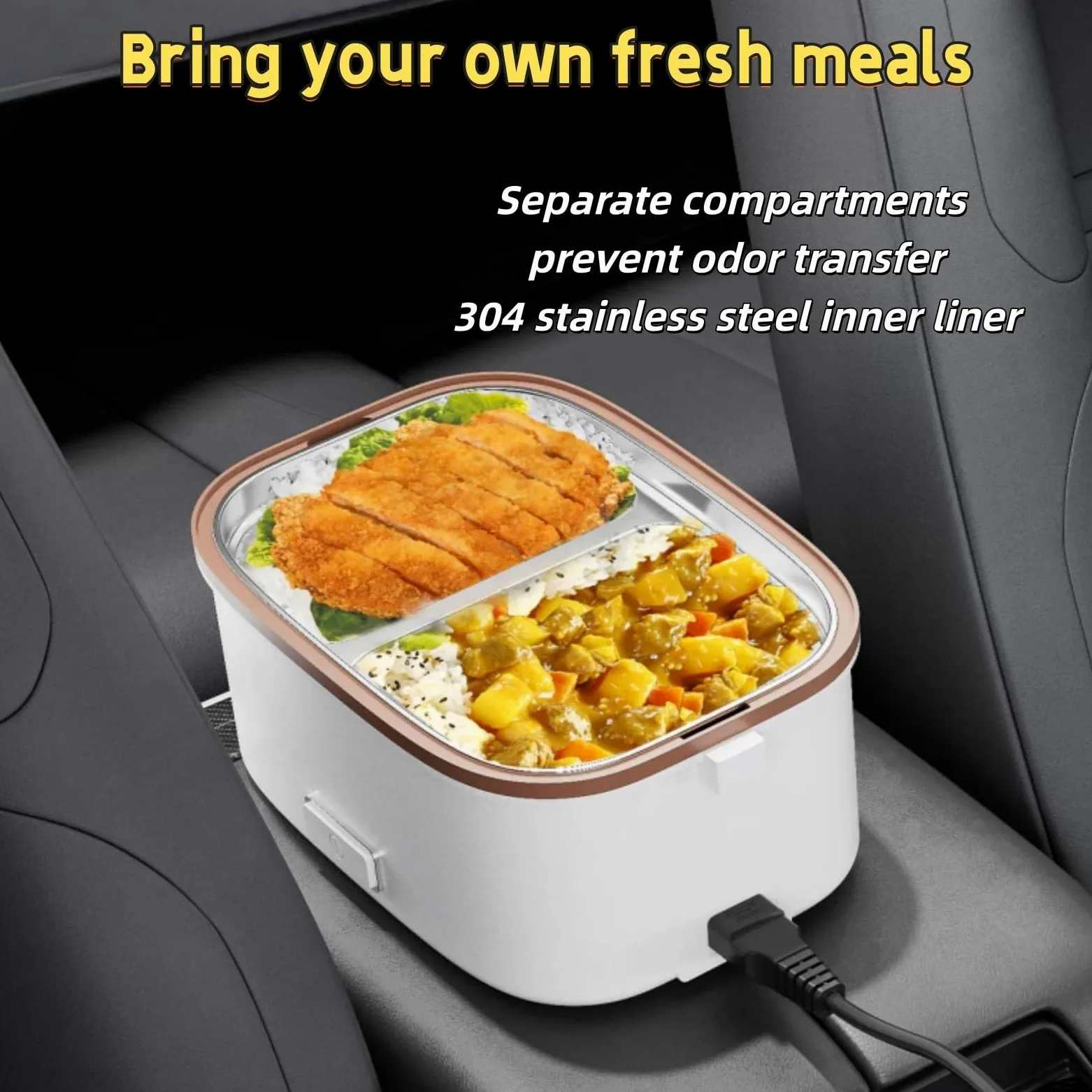 Contenitore termico per il pranzo alimentato dall'auto,vaporiera portatile elettrica per mantenere caldi i pasti,contenitore termico portatile elettrico per il pranzo(Style Two)