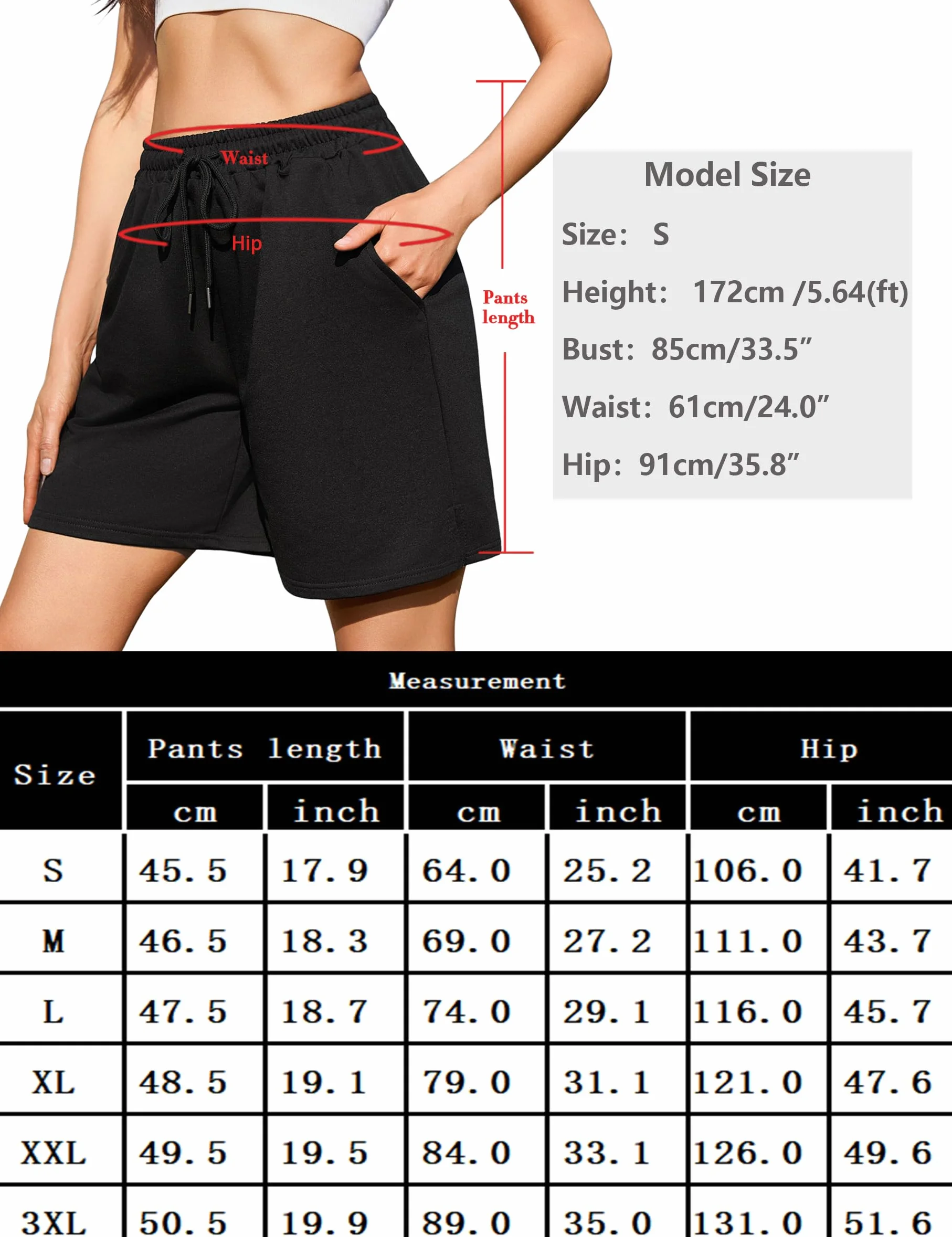 Pantaloncini Estivi Donna Cotone Shorts con Tasche Coulisse Larghi Jogging