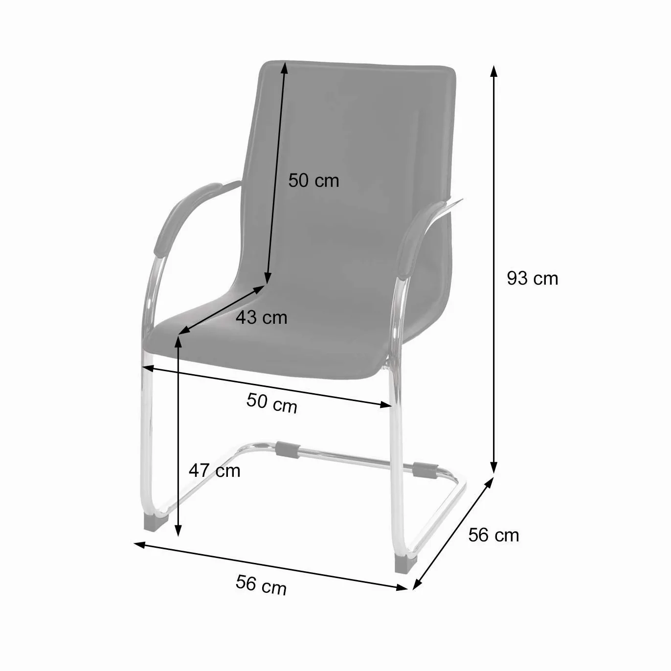 Mendler Set 2X sedie Ufficio Sala Attesa Studio a Slitta Samara Acciaio 56x56x93cm - Rosso