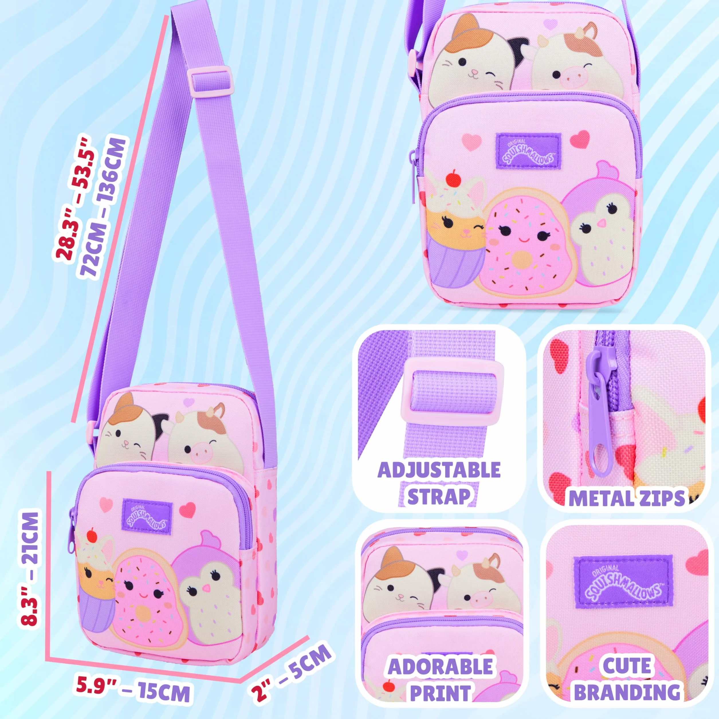 Squishmallows Borsetta Tracolla Bambina Adolescenti Cam the Cat Borsa Ragazza Carina per Telefono Soldi Viaggi Idee Regalo