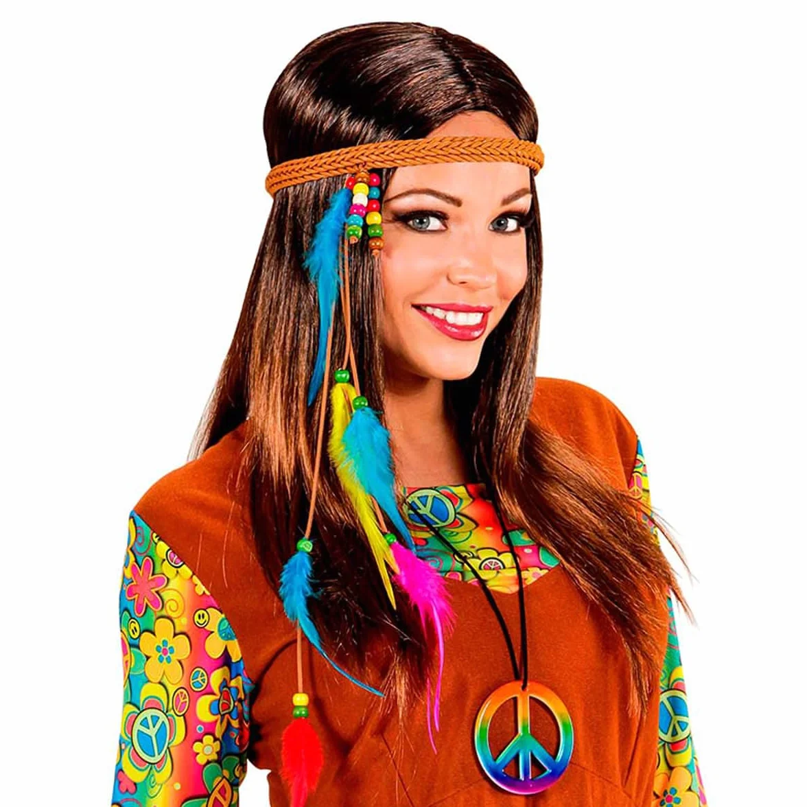 Collana Widmann Sancto Hippie con medaglione della pace multicolore