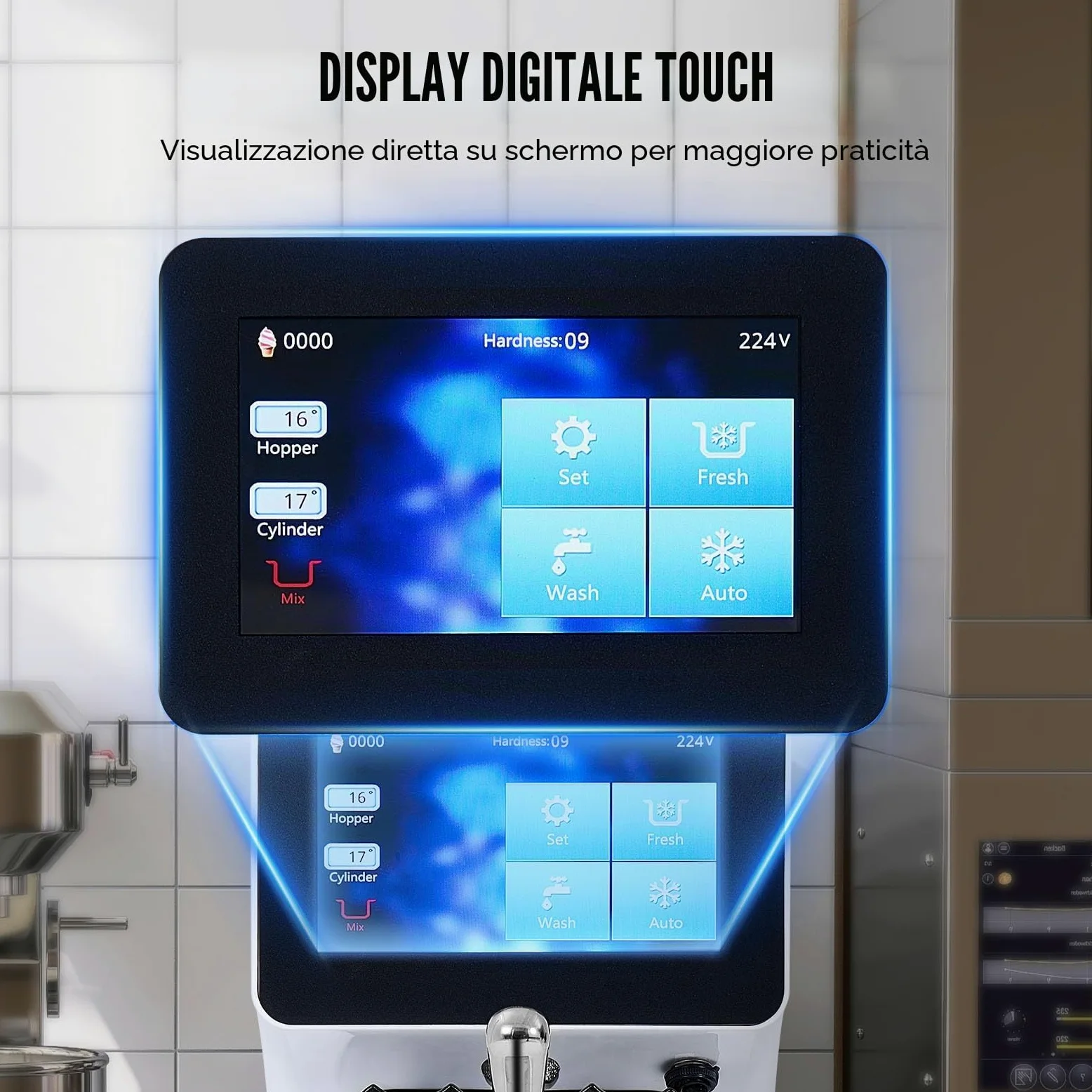 VEVOR Macchina per Gelato Commerciale, Produzione 10 L/H, Macchina per Gelato Soft da Banco Monogusto 900 W, Tramoggia 4 Litri, Cilindro 1,6 Litri, per Snack Bar Ristorante