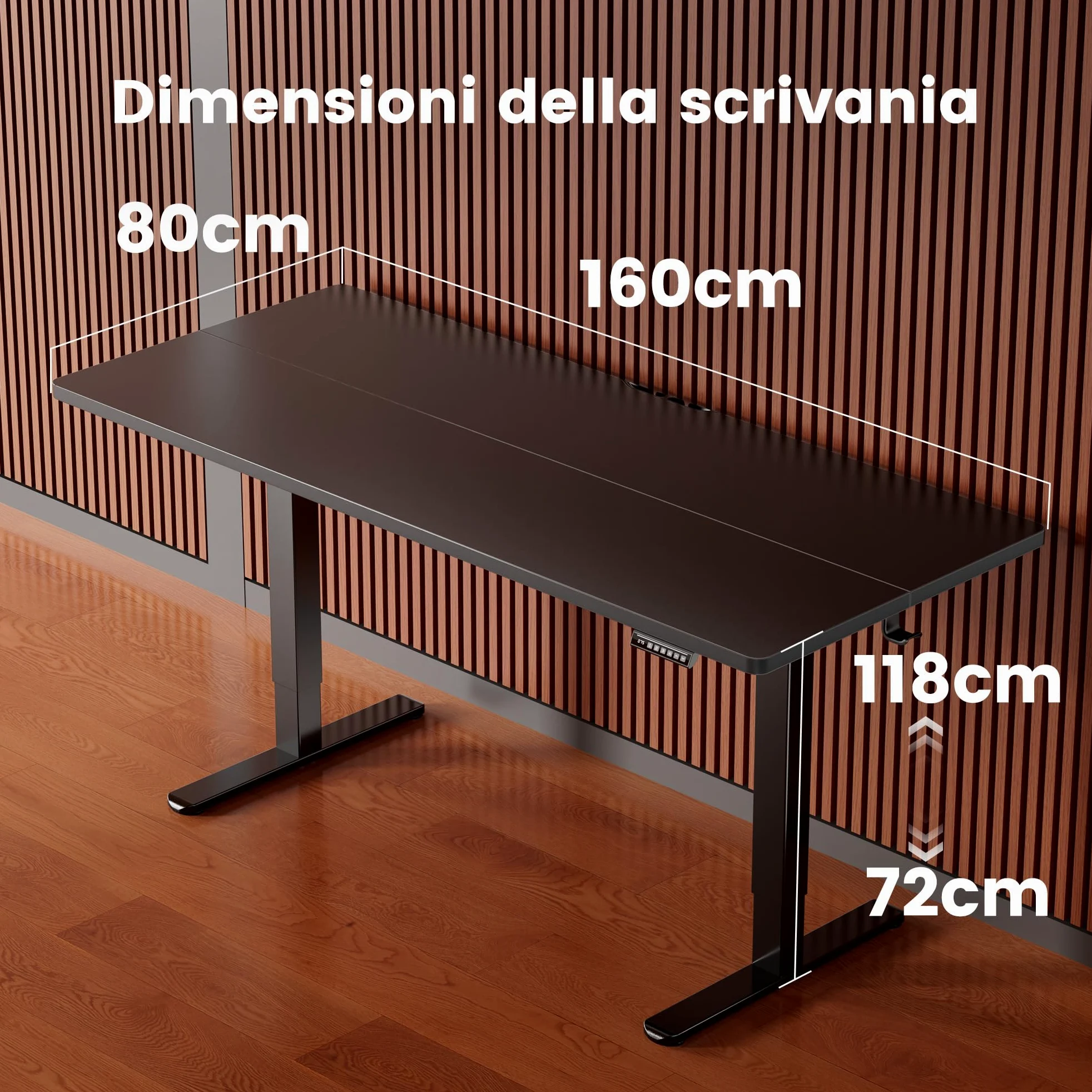ErGear Scrivania Regolabile in Altezza, Scrivania Regolabile da Stazione in Piedi con Pannello Smart a 4 Memorie e Tavola Splice (160 x 80 cm, Nero)