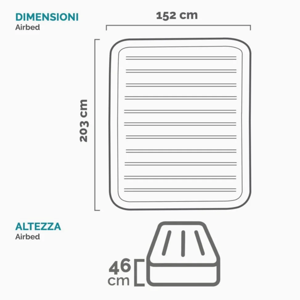COMFORT WAVE materasso gonfiabile matrimoniale 152x203x46 cm con Tecnologia Fiber-Tech e pompa elettrica integrata, letto ad aria autogonfiante compatto e confortevole