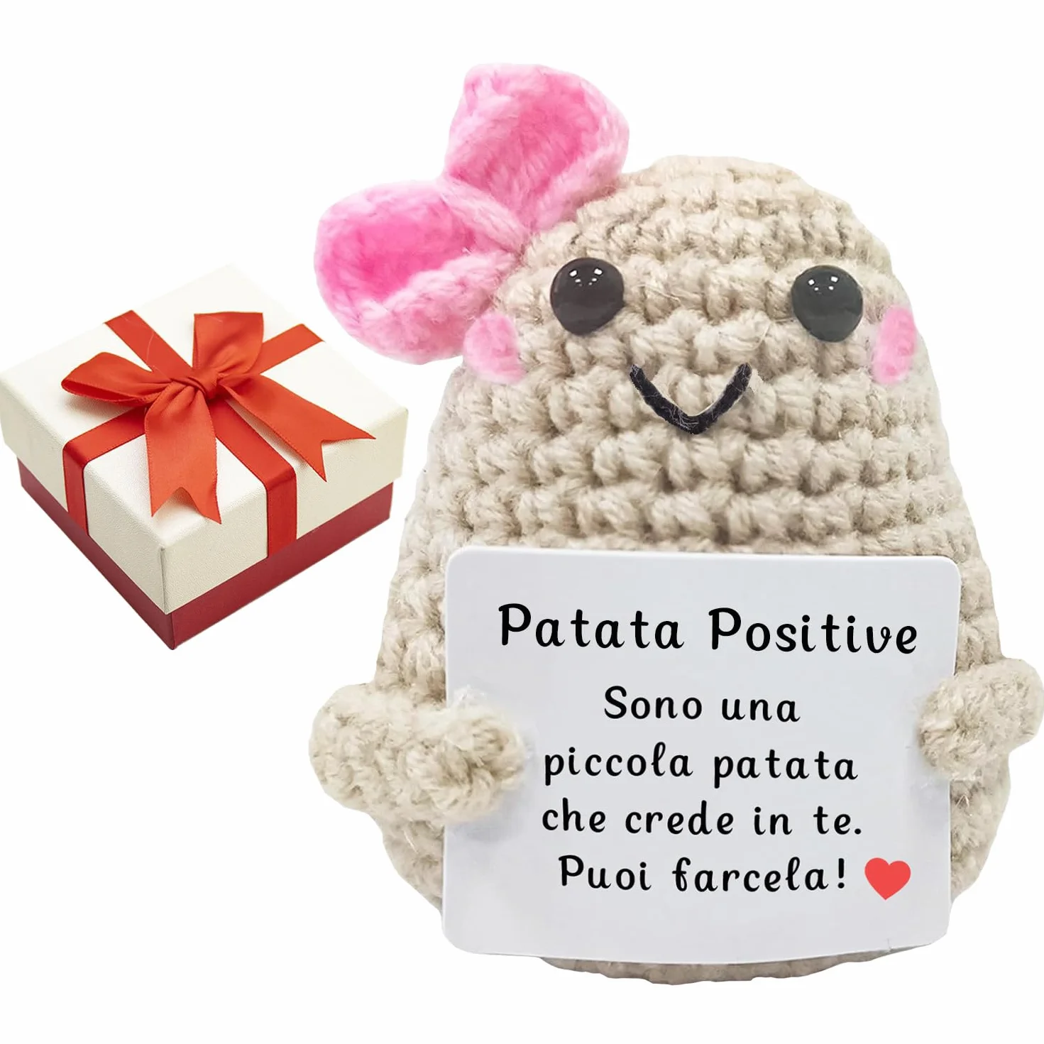 Patata Portafortuna, Idee Regalo Donna Natale, Patata dall'energia Positiva Italiano, Regali Simpatici, Regalo Originale e Divertente per Famiglia Amica Collega Bambina Sorella