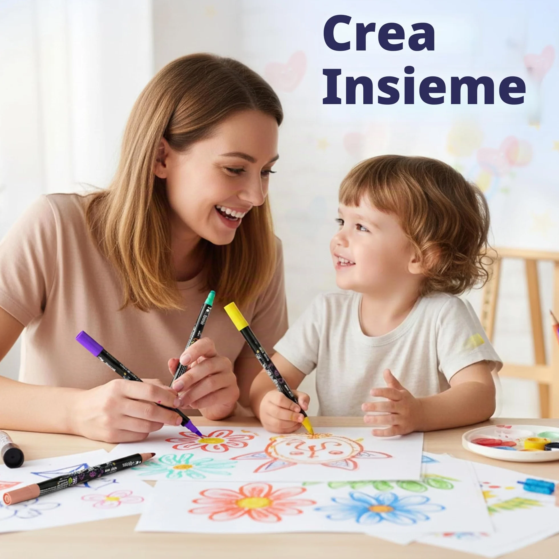 Desire Deluxe Pennarelli a Vernice Acrilica Atossici a Base d’Acqua Doppia Punta Multicolore 12 Pezzi