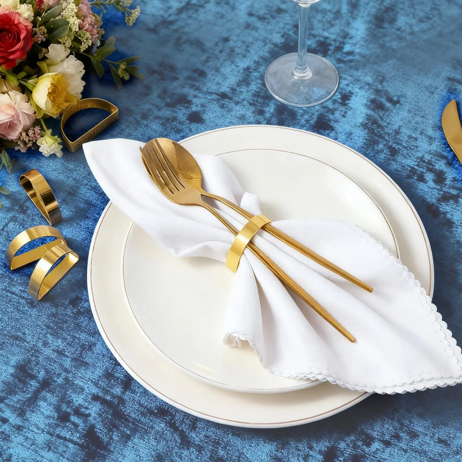 Portatovaglioli in oro, 12 pezzi, eleganti fibbie per tovaglioli, anello di Natale, napkin in metallo, per decorazione da tavolo, San Valentino, Pasqua, matrimonio, Natale, cena, feste