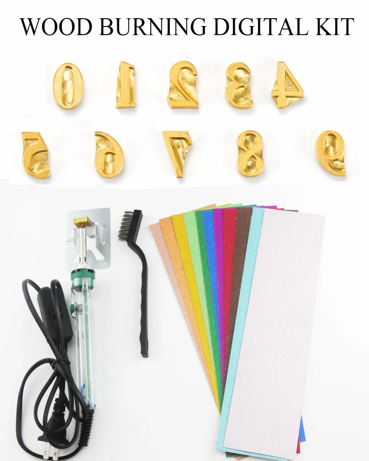 Kit di lettere per bruciare il legno, 26 pezzi, timbri in ferro per legno, pelle, cappelli, barbecue, pane, con ferro elettrico da 80 W (1,2 cm, 10 numeri colorati)