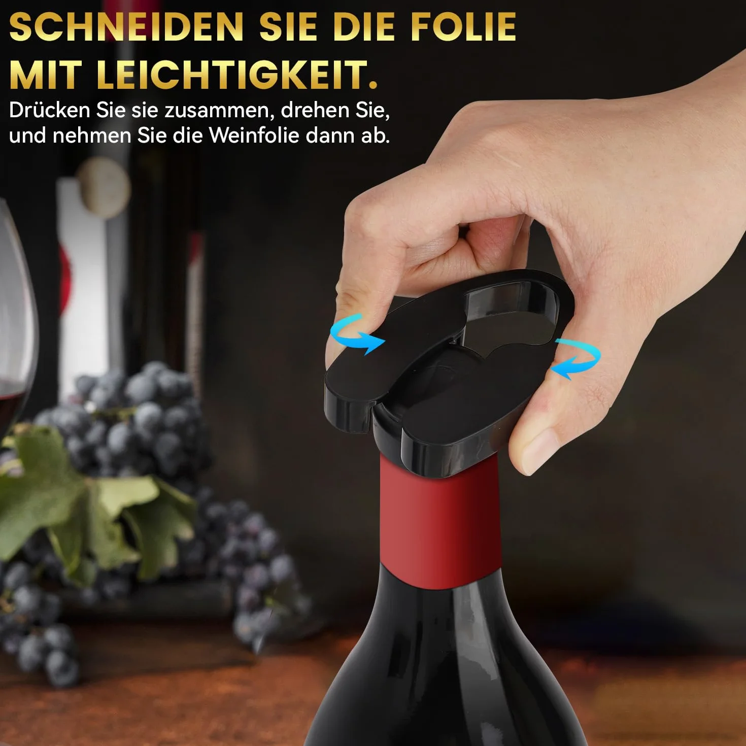 Hotec Cavatappi Elettrico Apribottiglie Vino Automatico con Tagliacapsule