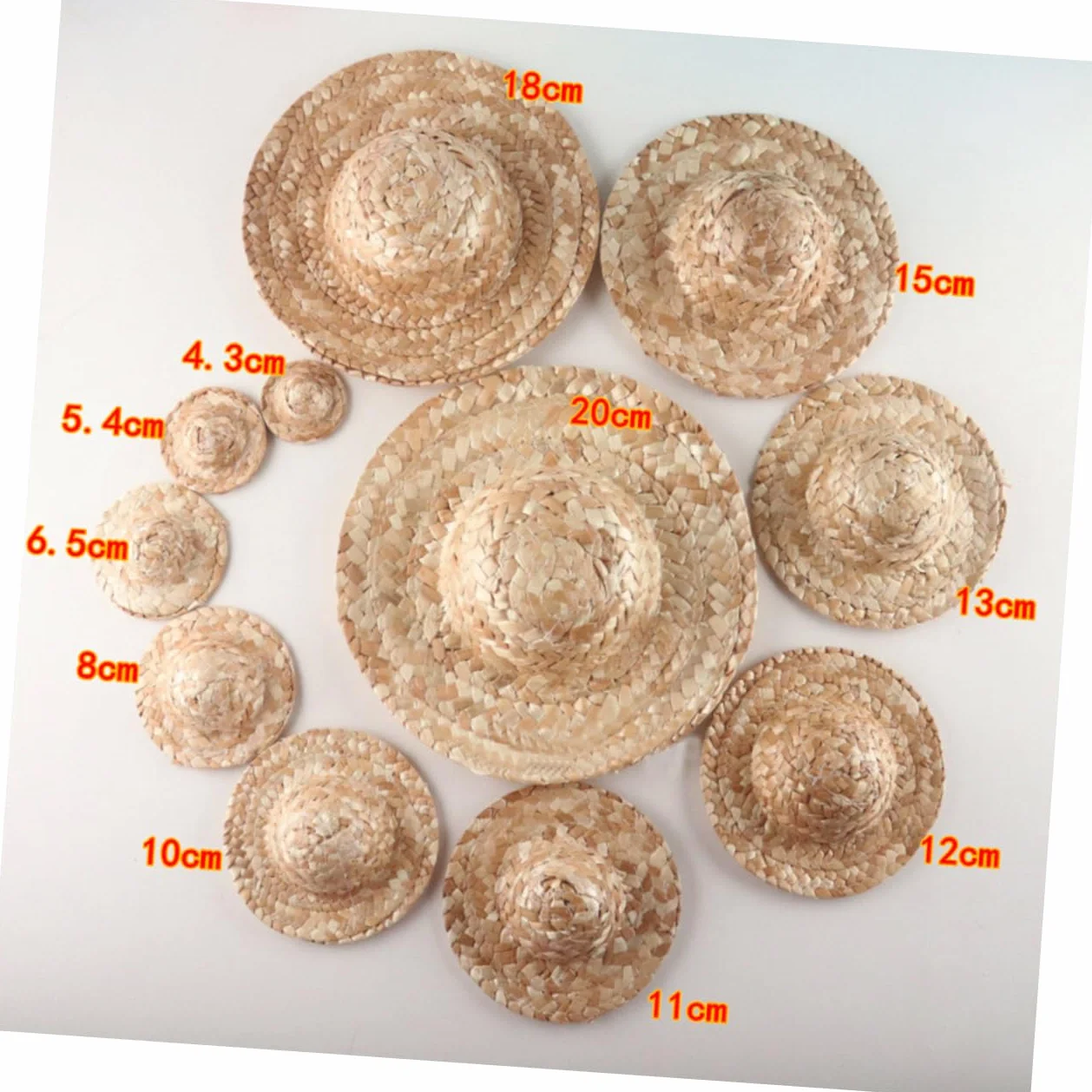 10pezzi Cappelli di Paglia Miniatura Cappelli Intrecciati per Bambole per Artigianato Accessori per Case delle Bambole Decorazioni per Fotoricampeggi
