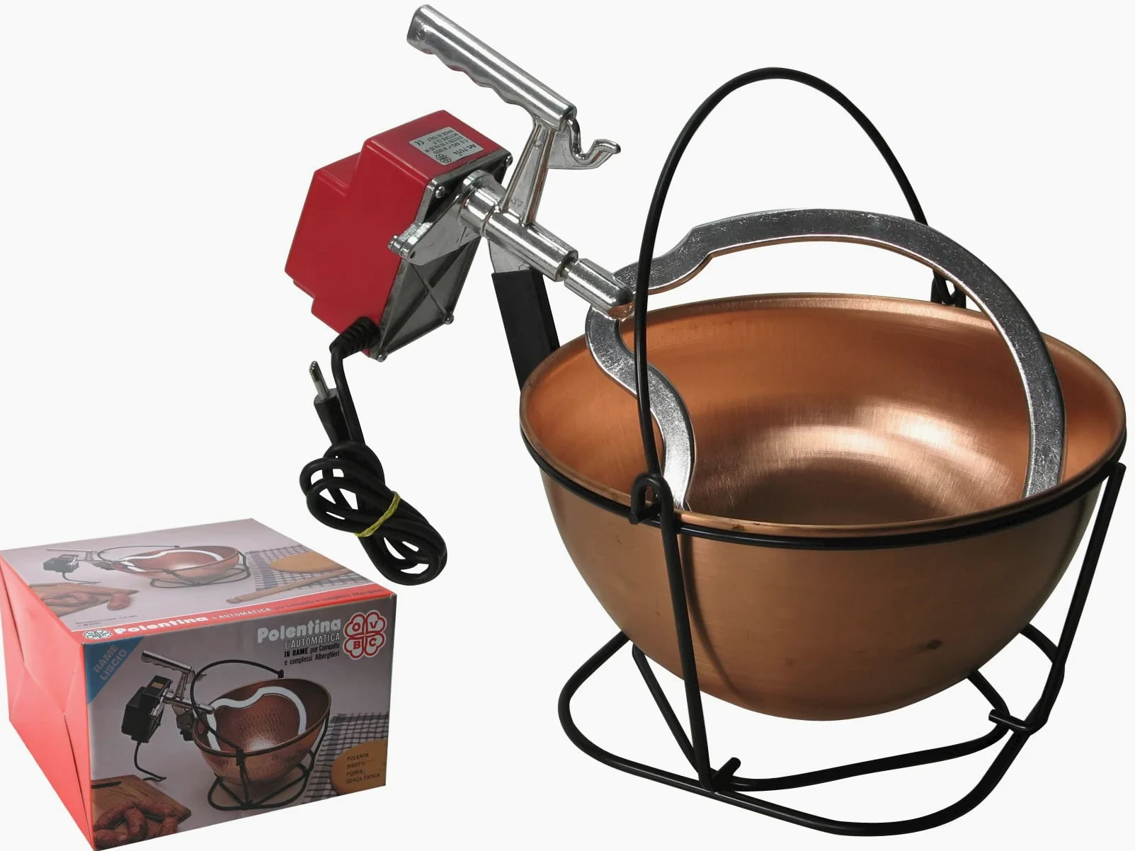 Polentina Ovbc Paiolo in Rame Polenta con Motore Elettrico 12 Lt. Gigante