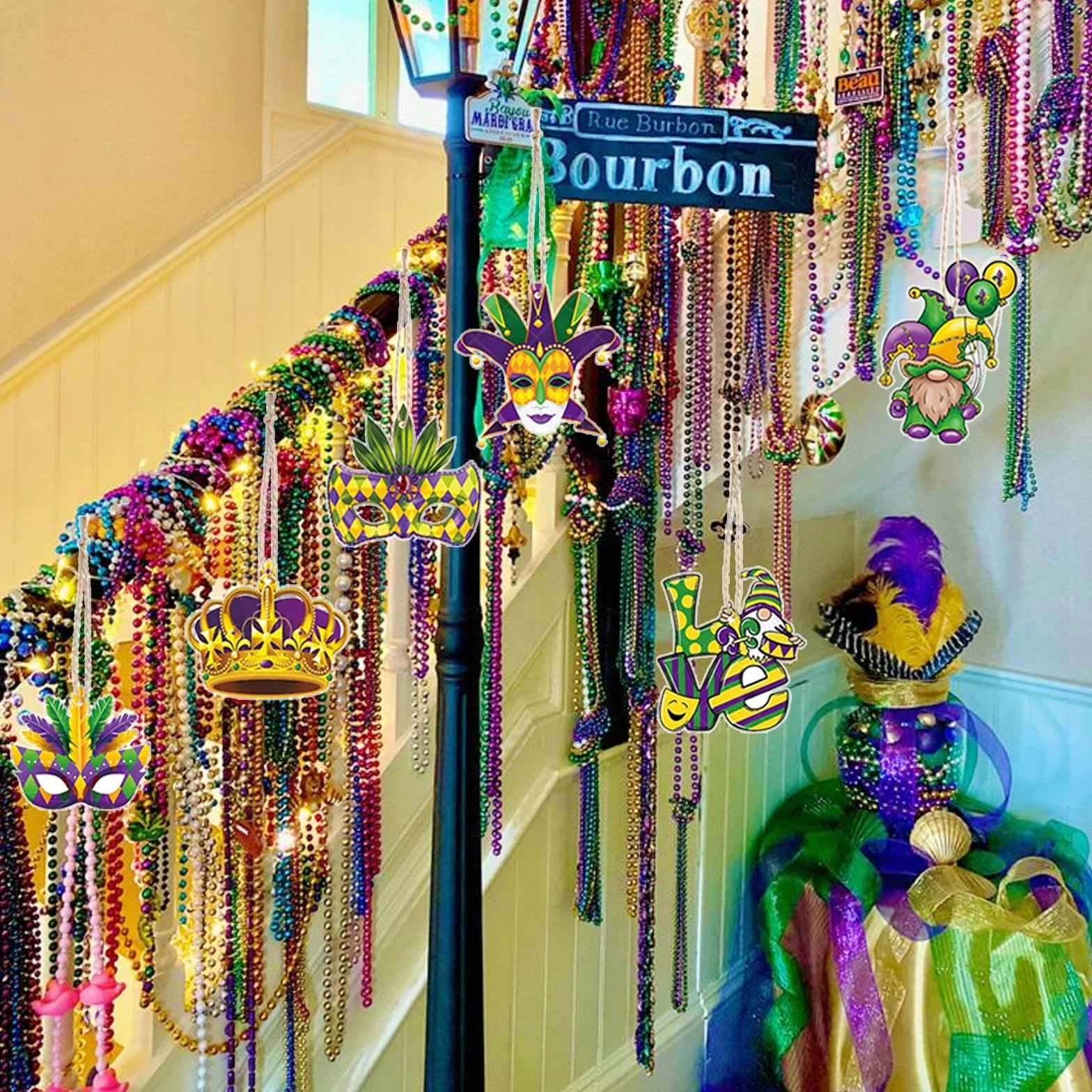 Ornamenti Pendenti Carnevale, Decorazioni Feste Mardi Gras, Maschera da Ballo Decorazione