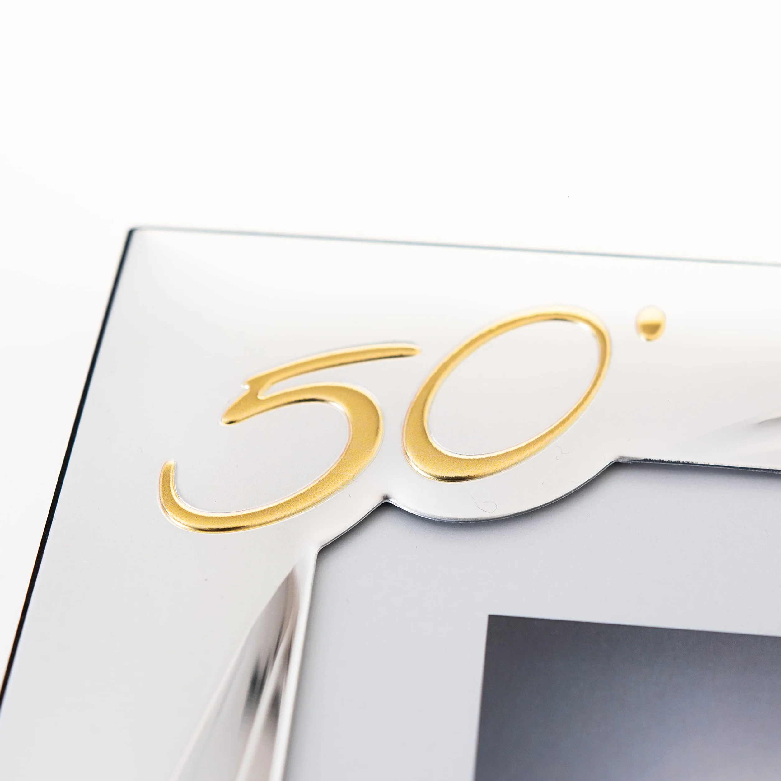 Valenti&Co - Cornice Portafoto in Argento cm 13x18. Ideale Come Regalo per Nozze d'oro - 50 Anni di Matrimonio o per Il Cinquantesimo di parenti, Nonni o Mamma e papà.