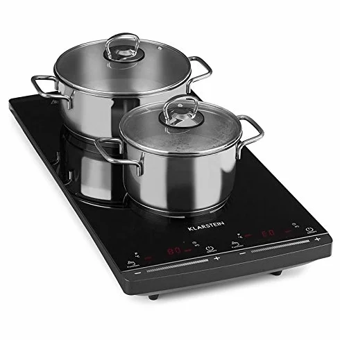 Klarstein Piastra a Induzione 2 Fuochi 2900W, Piano Cottura Portatile con Controllo Touch, Fornello a Induzione Professionale 2 Zone