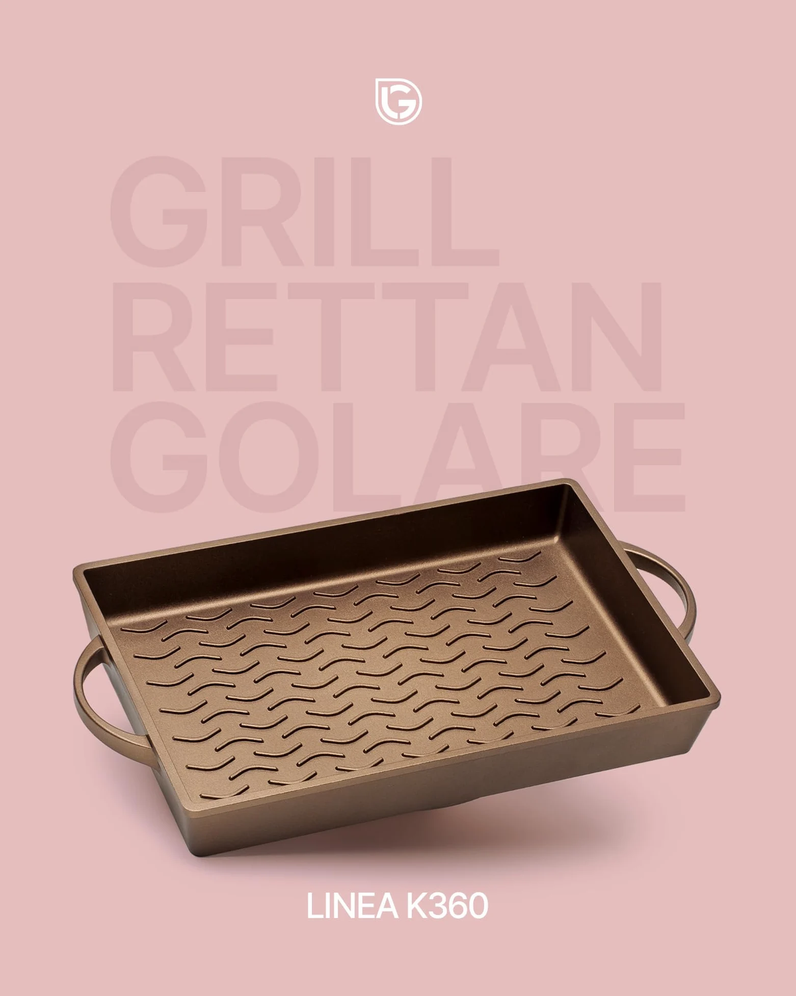 Luchetti K360 grill rettangolare - Utilizzabile anche in forno - Alluminio pressofuso e maniglie integrate (25x35 versione GAS)