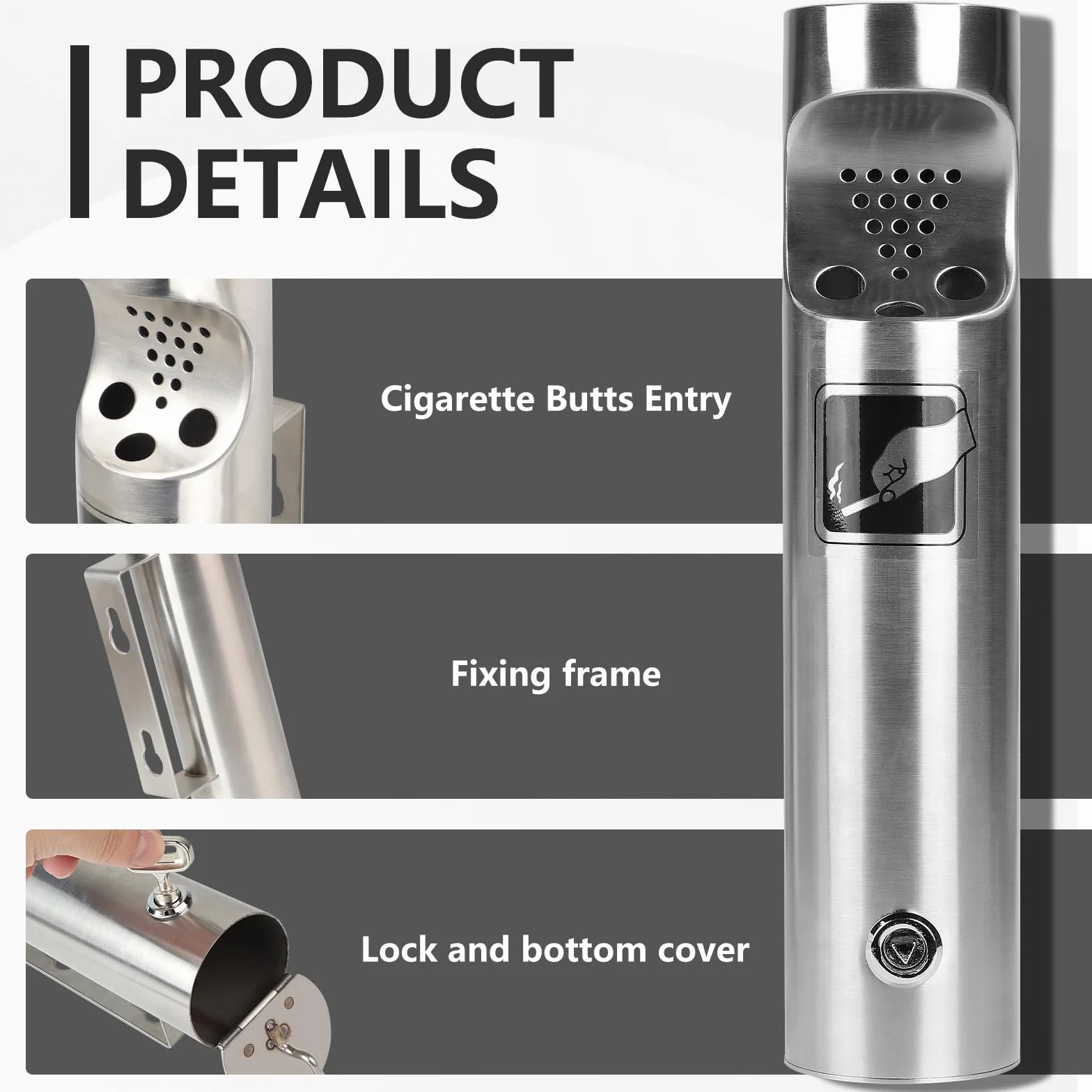 CPROSP Posacenere da Muro Esterni 28.5 x 6.5 cm, Acciaio Inox per Esterno