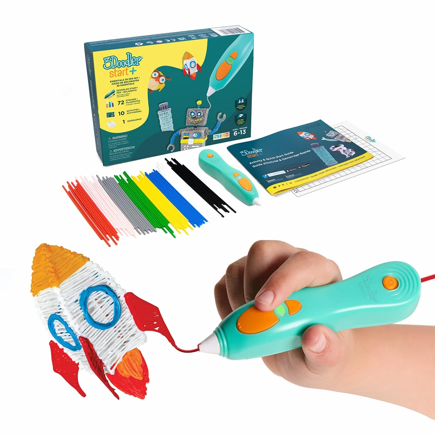 3Doodler Start+ Essentials Set Penna 3D per Bambini, Kit Attività Artistica STEM, Giocattolo Educativo 6+