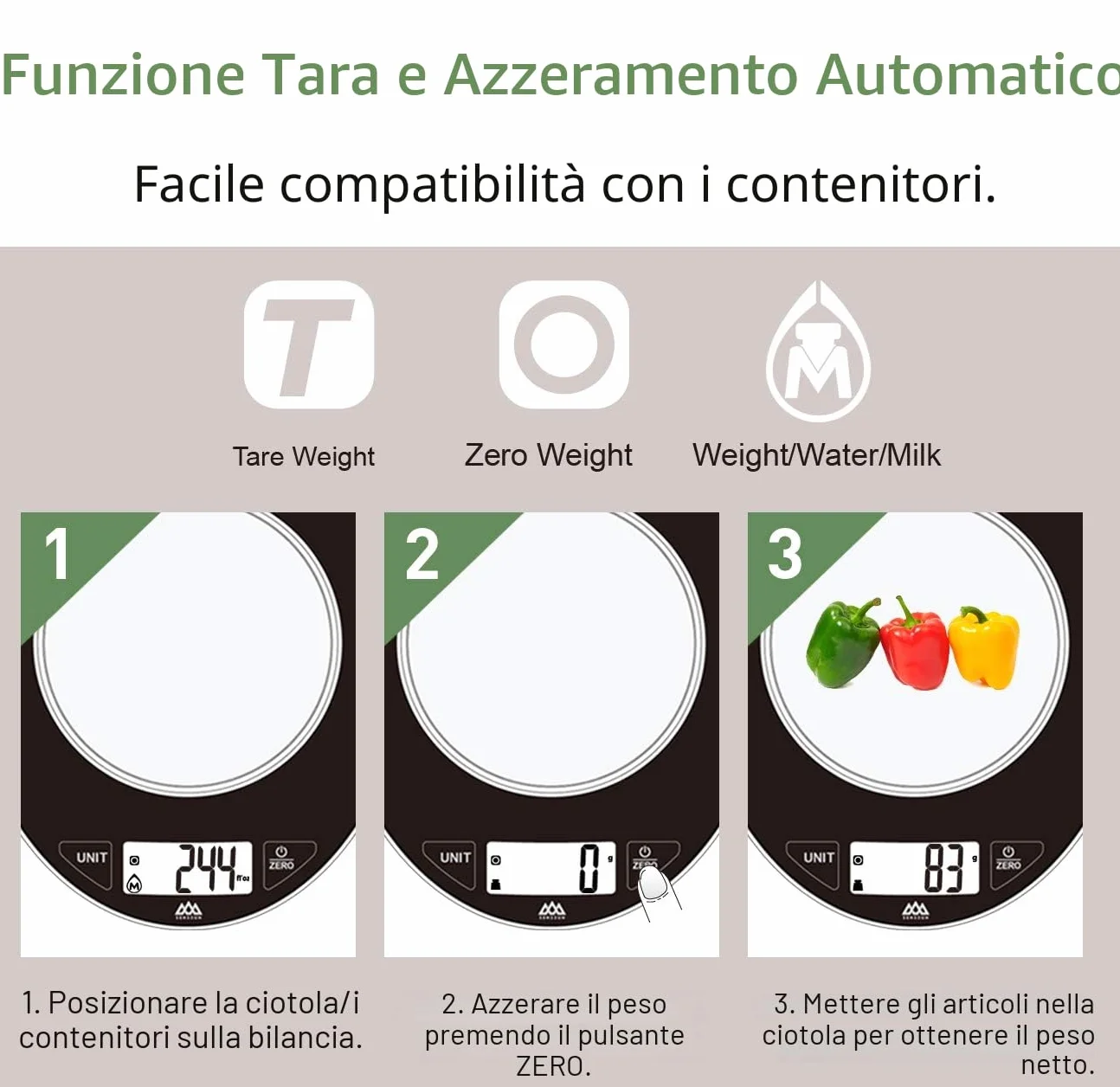 Bilancia da cucina digitale con ciotola Bilance da forno Bilancia per alimenti Ampio display LCD Precisione 1g Capacità 5kg / 11lb (nero)